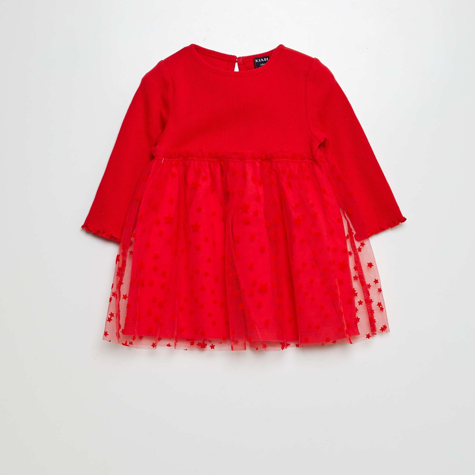 Robe effet 2 en 1 avec un jupon en tulle ROUGE