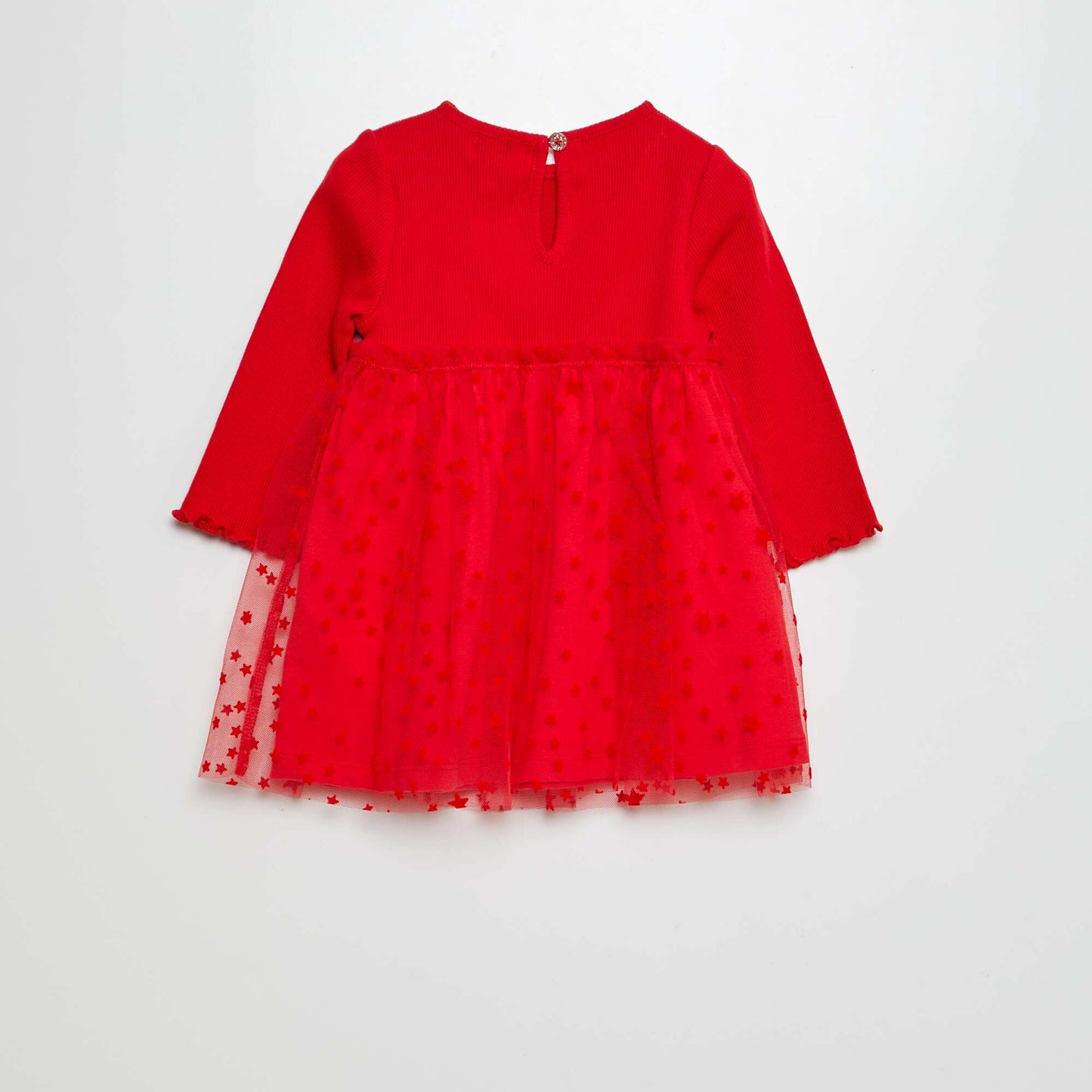 Robe effet 2 en 1 avec un jupon en tulle ROUGE
