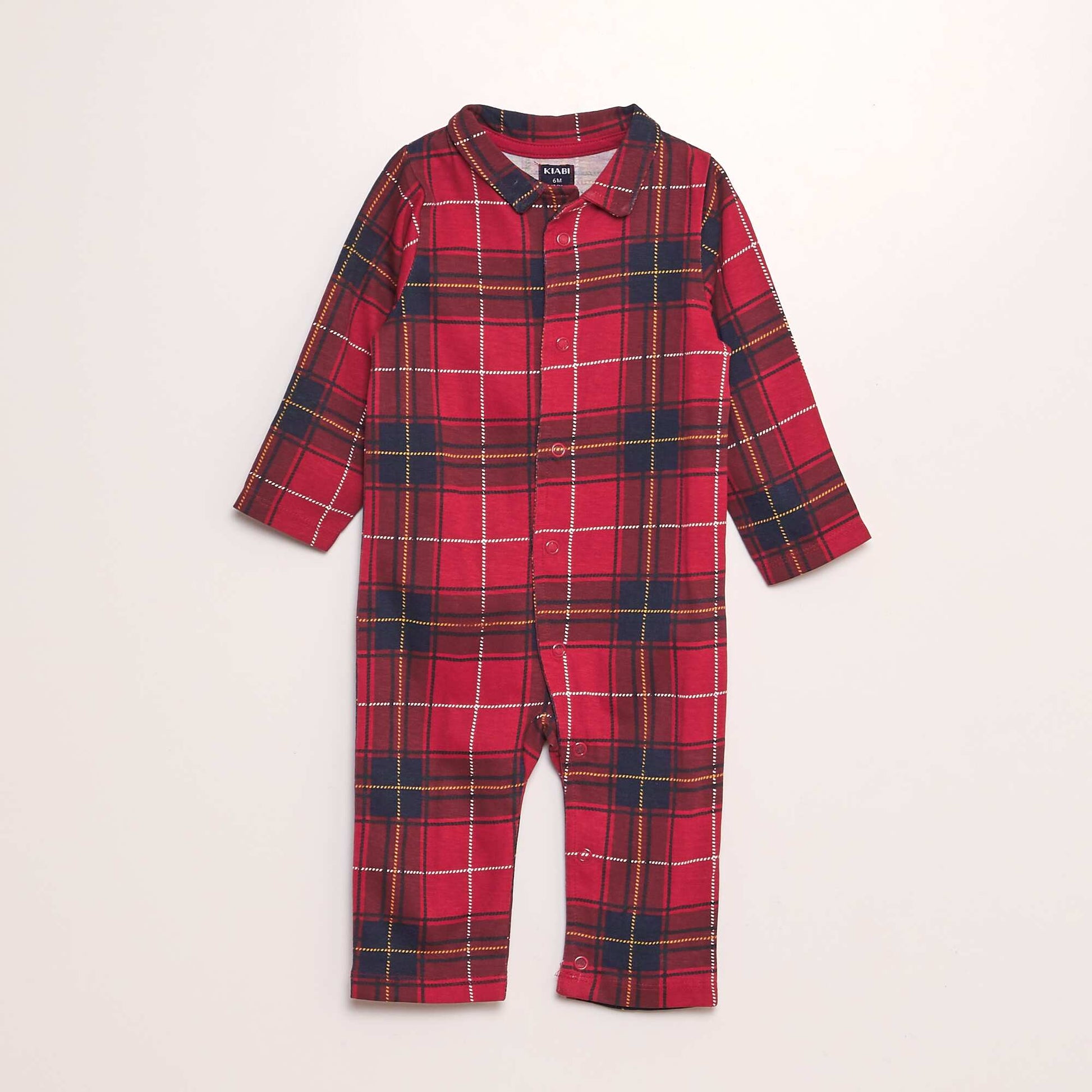 Pyjama à carreaux avec col chemise ROUGE