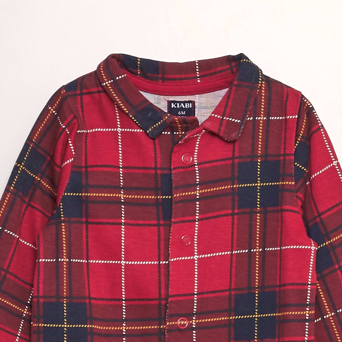Pyjama à carreaux avec col chemise ROUGE