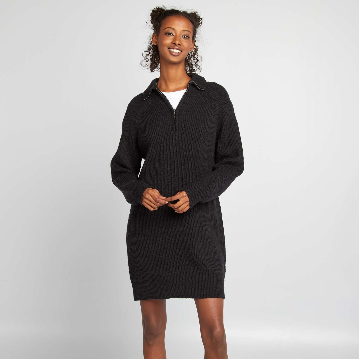 Robe pull col camionneur NOIR