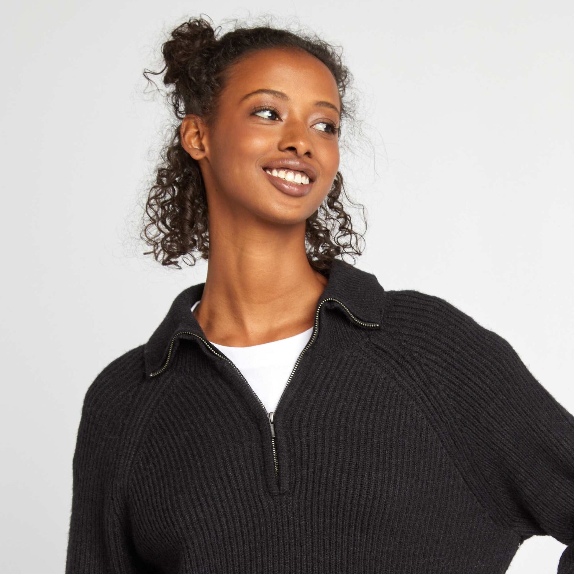 Robe pull col camionneur NOIR