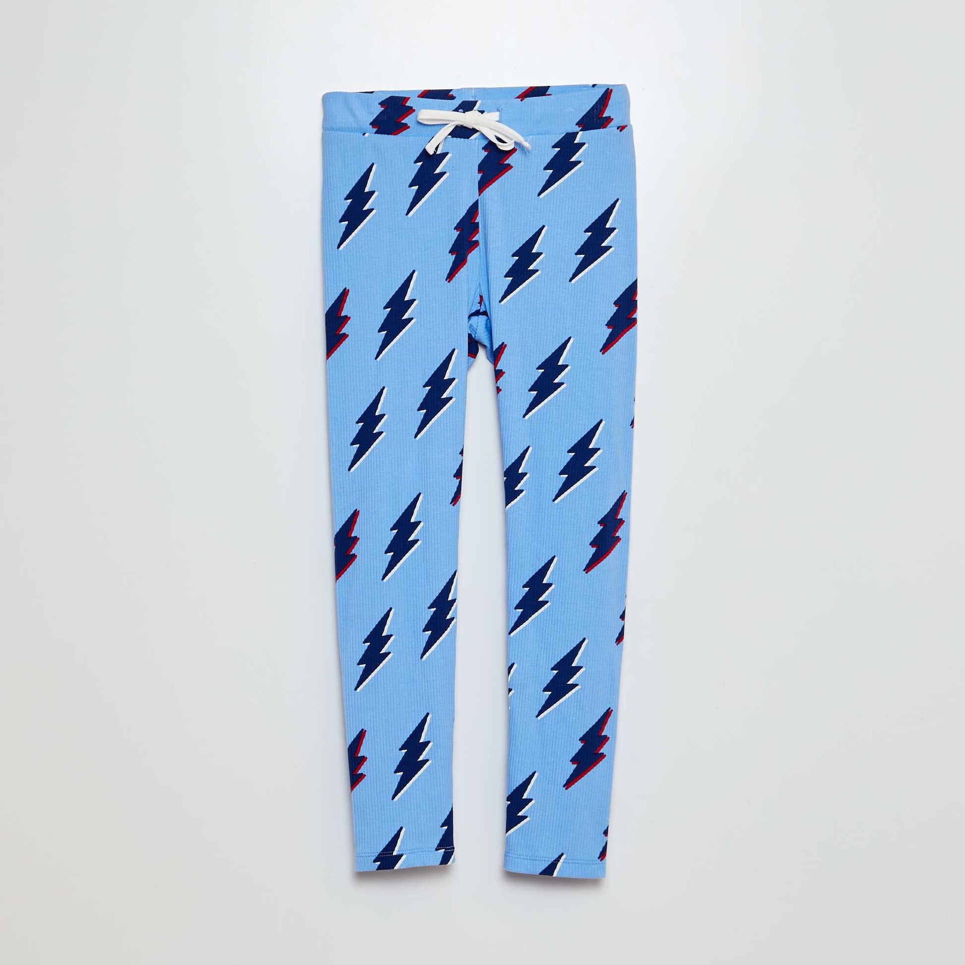 Legging côtelé et imprimé BLEU