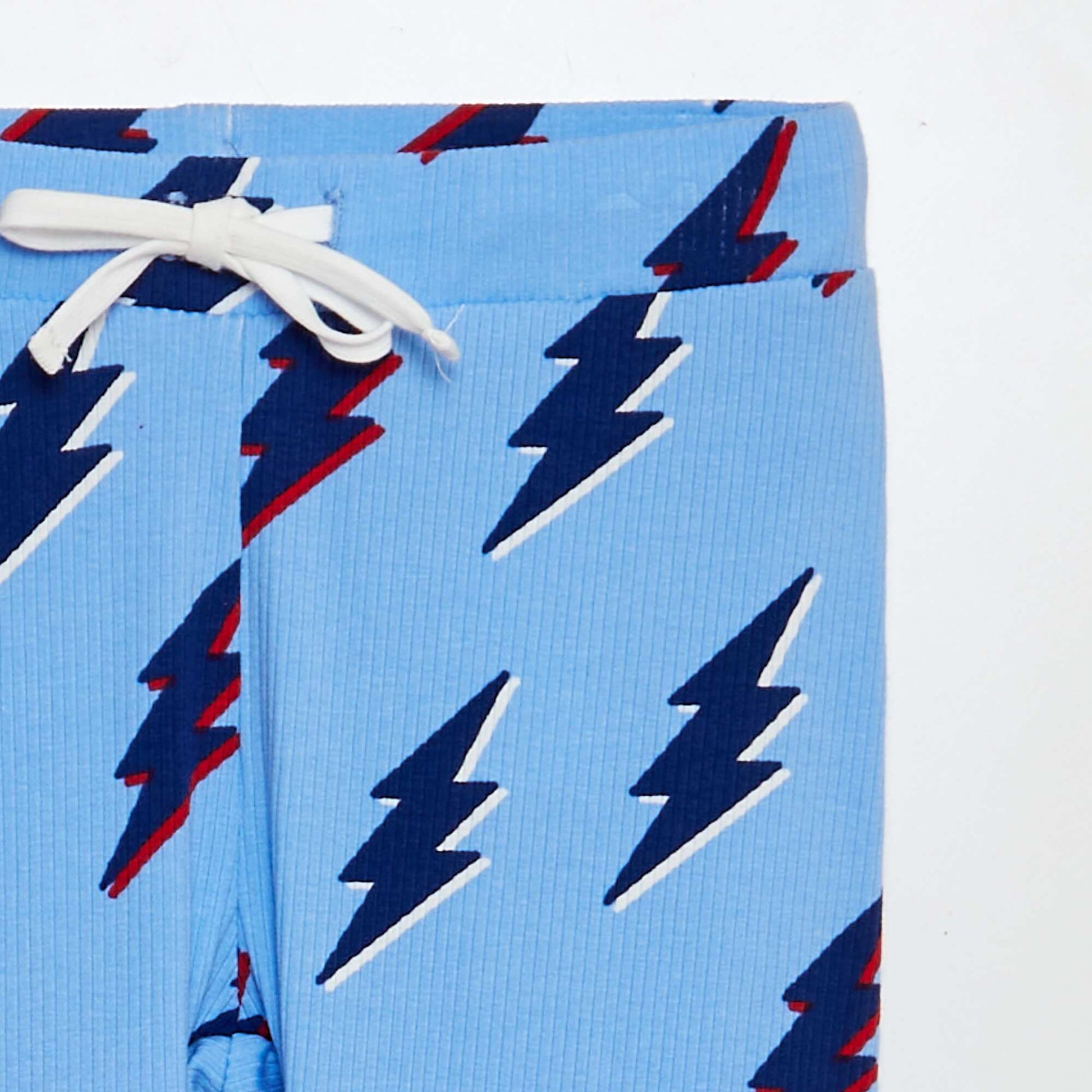 Legging côtelé et imprimé BLEU