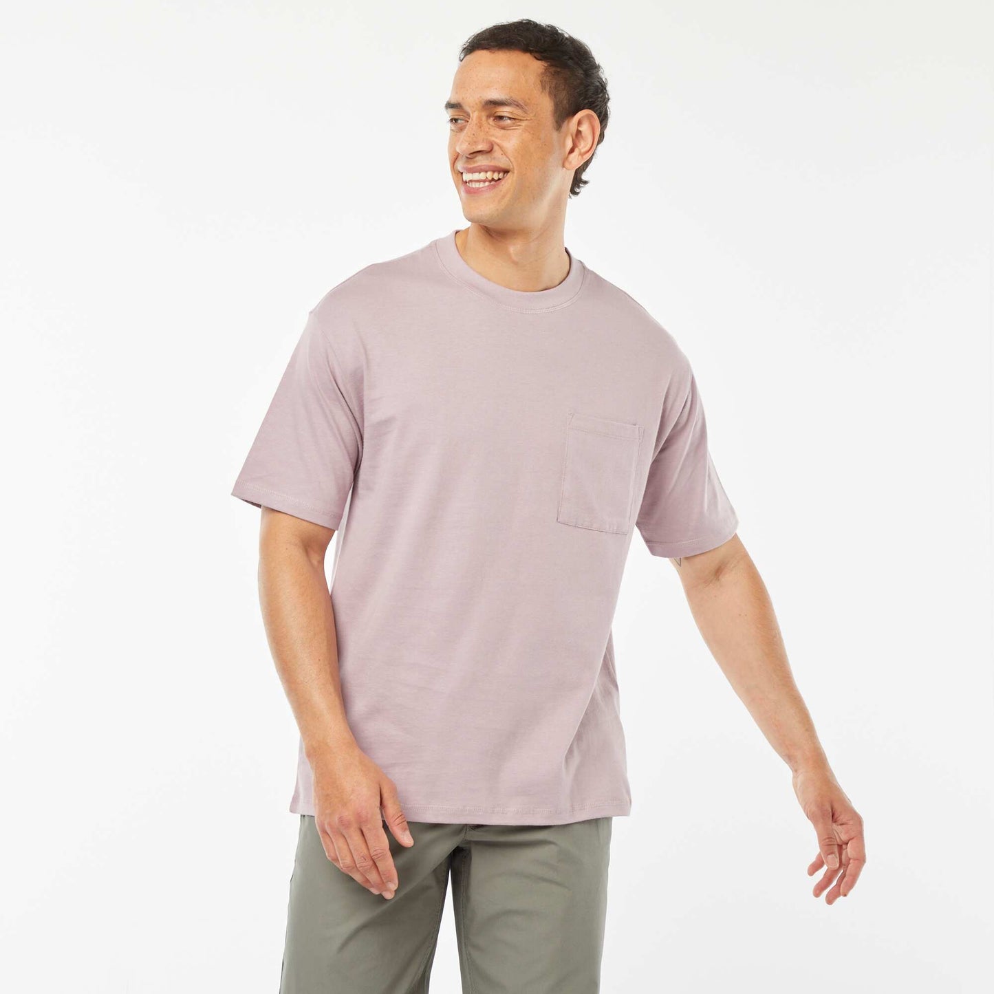 T-shirt uni avec poche poitrine VIOLET