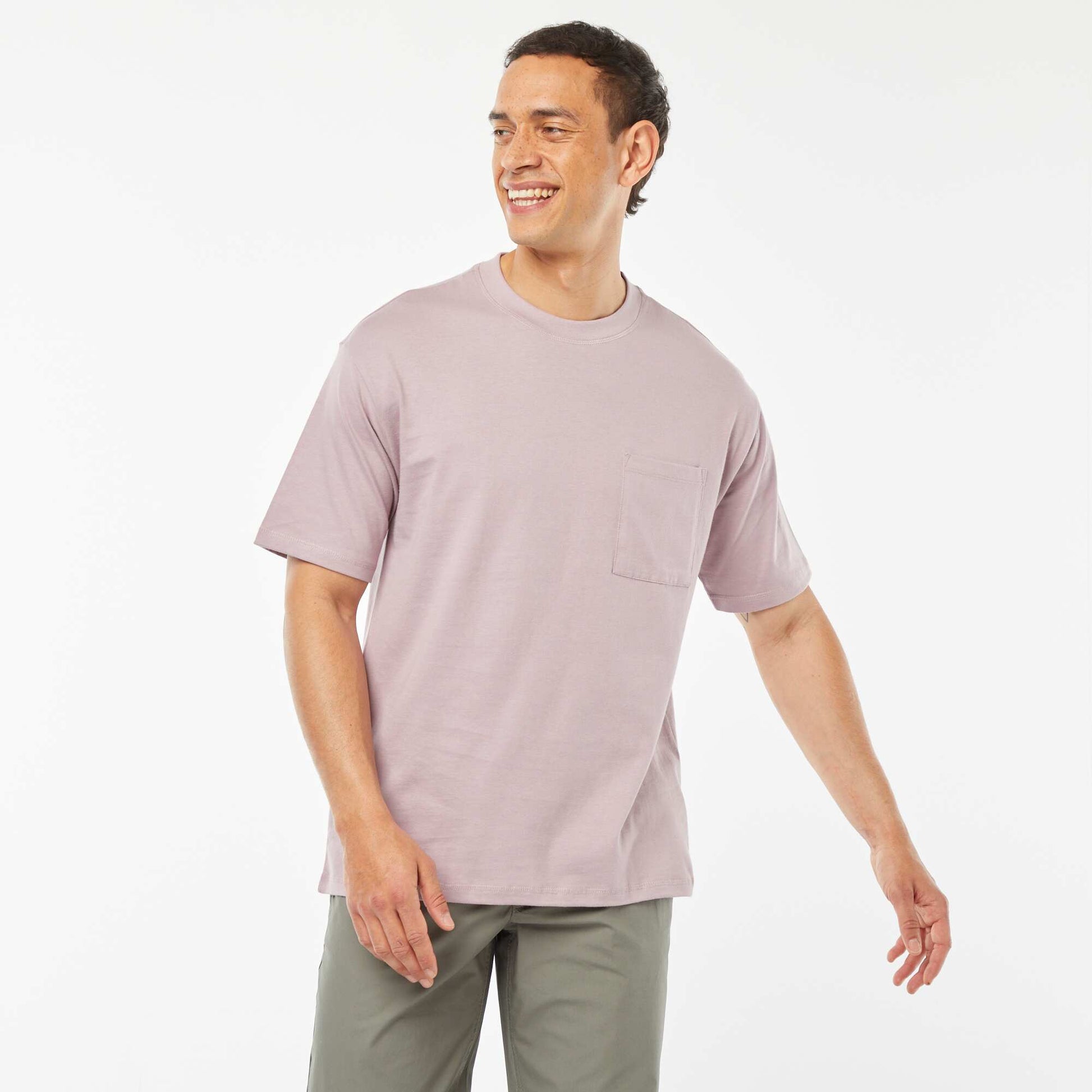 T-shirt uni avec poche poitrine VIOLET