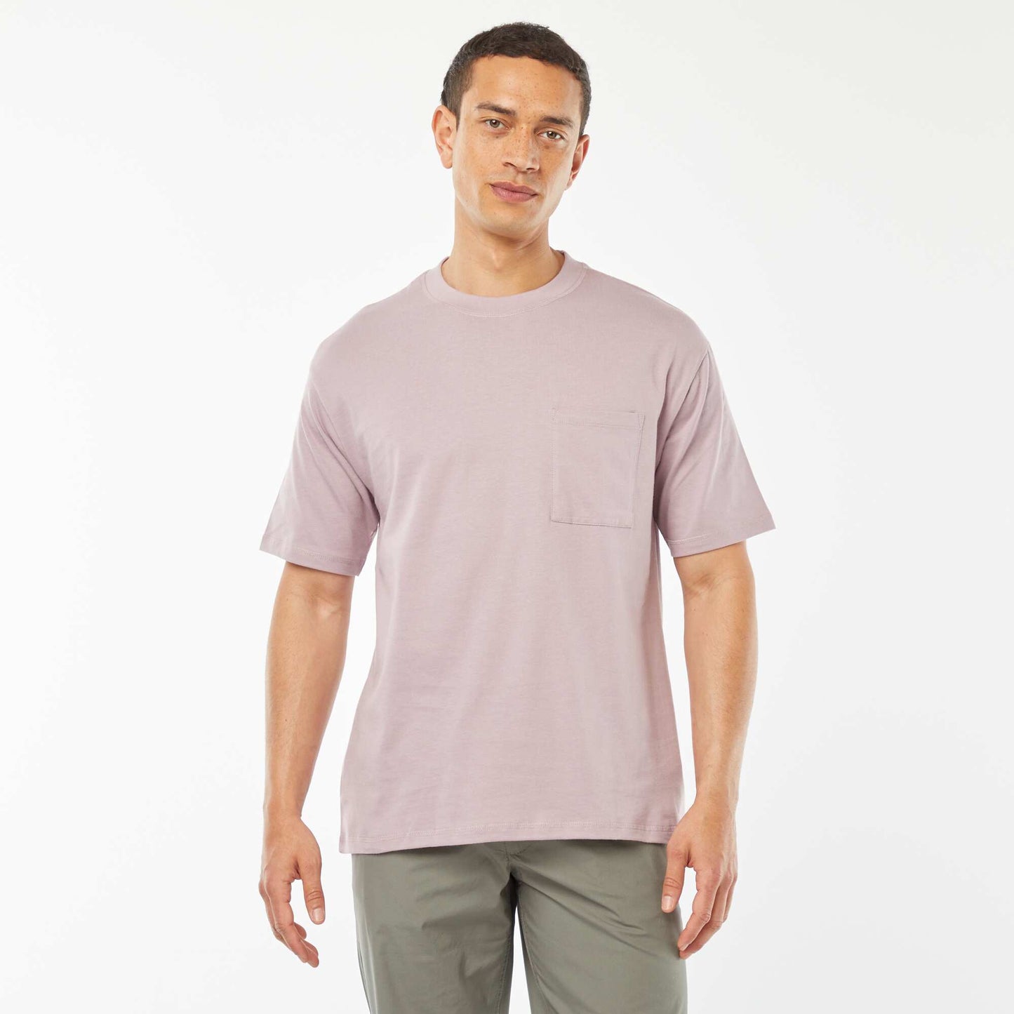 T-shirt uni avec poche poitrine VIOLET