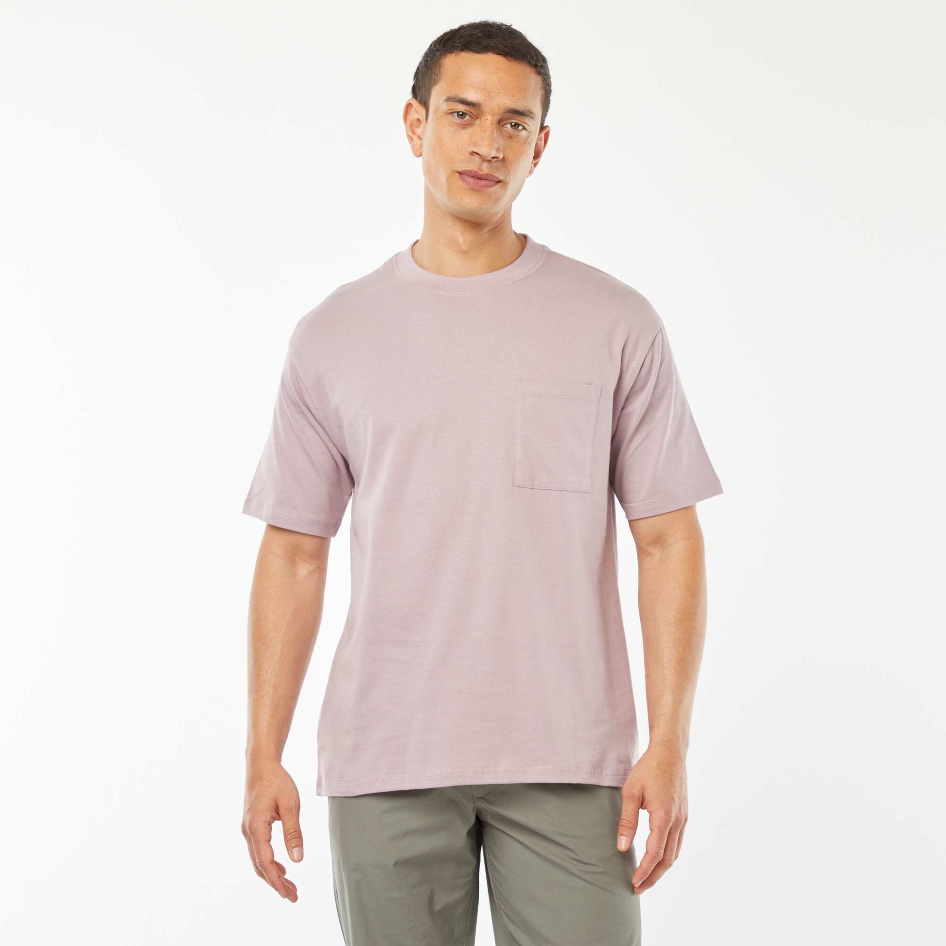 T-shirt uni avec poche poitrine VIOLET