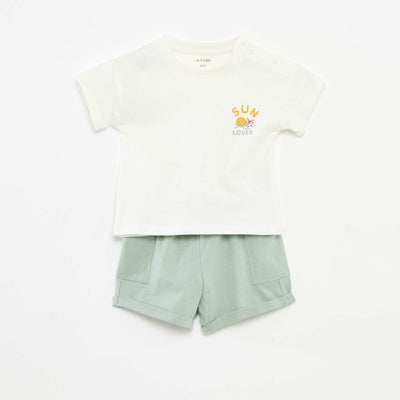 Ensemble short + t-shirt - 2 pièces BLANC