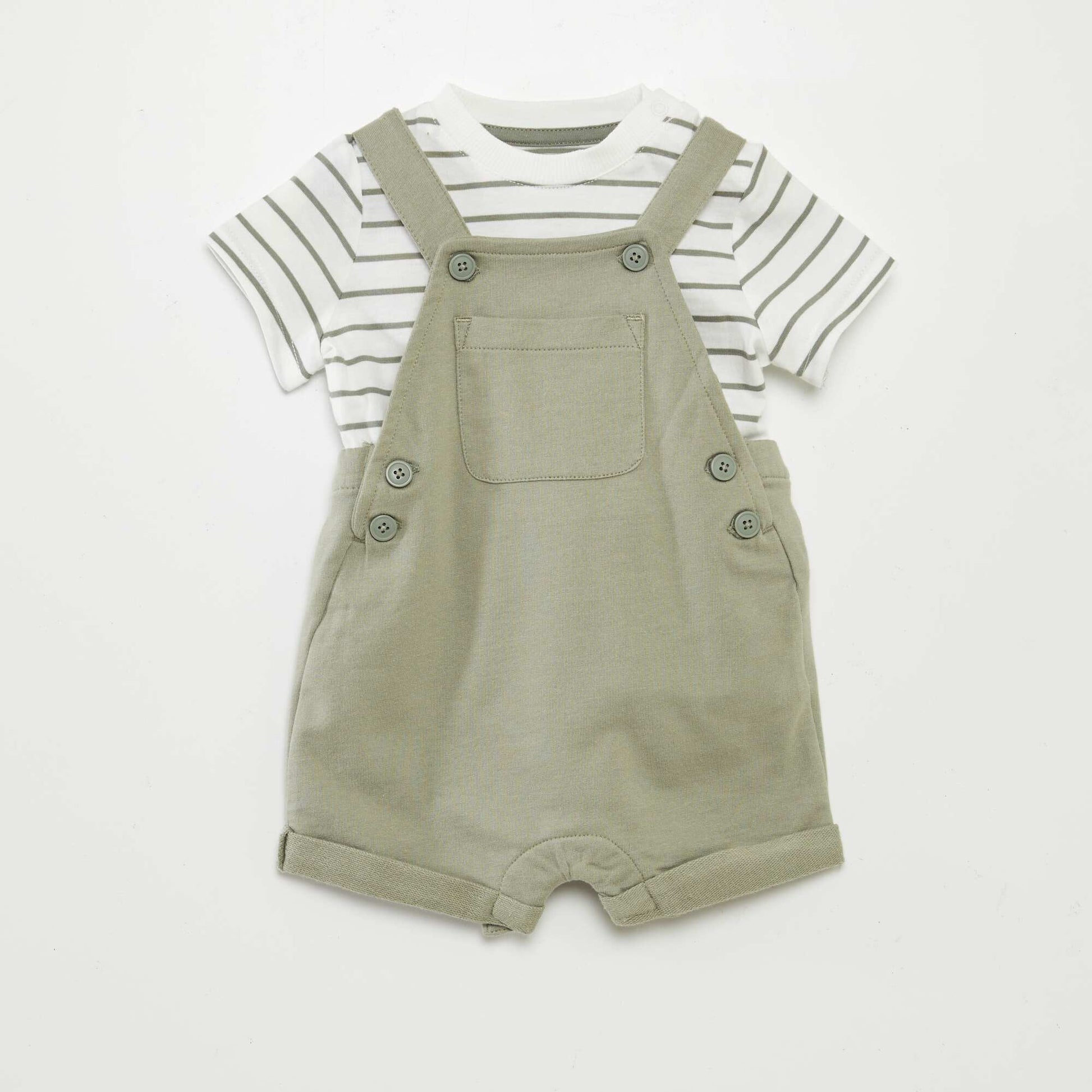 Ensemble salopette short + t-shirt - 2 pièces VERT