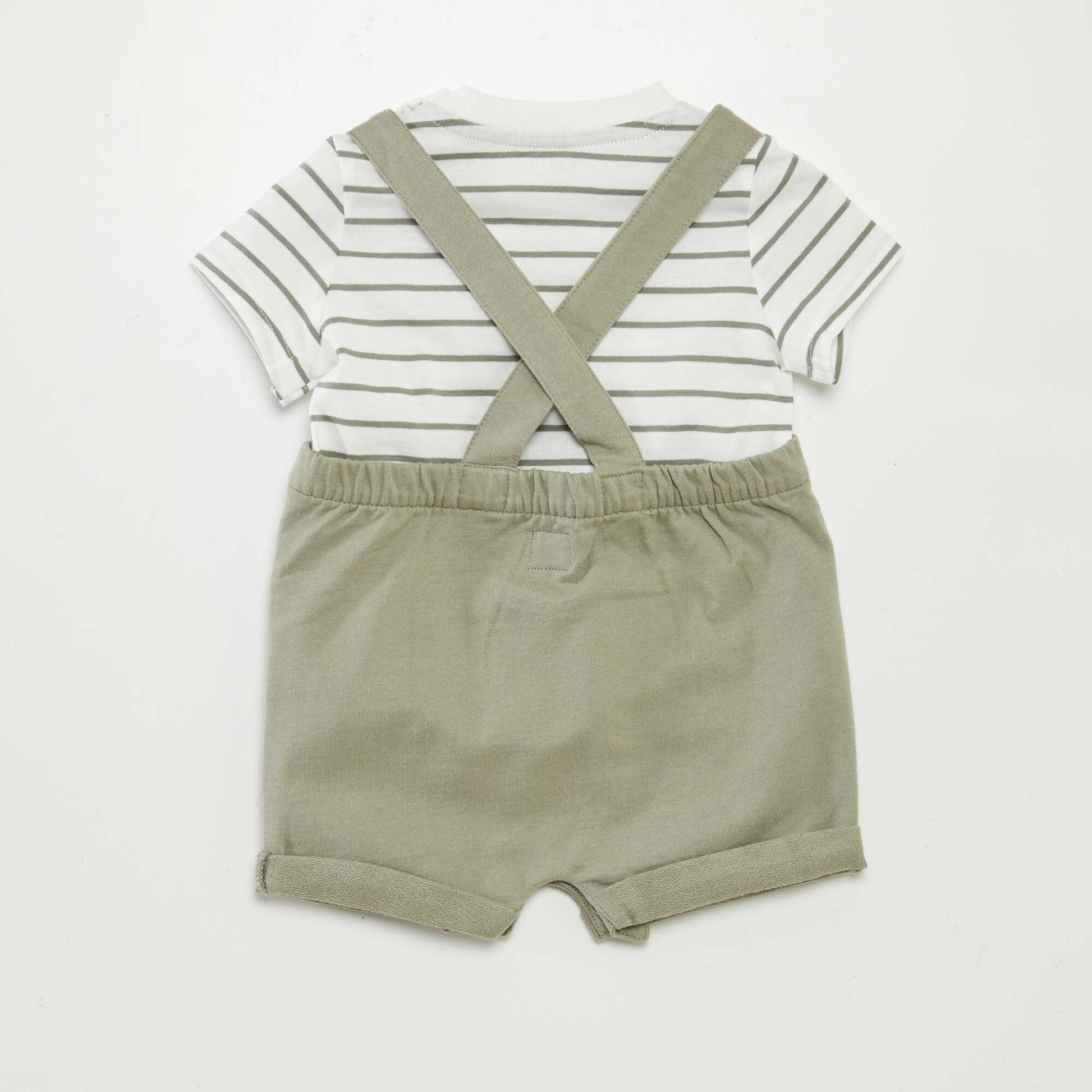 Ensemble salopette short + t-shirt - 2 pièces VERT