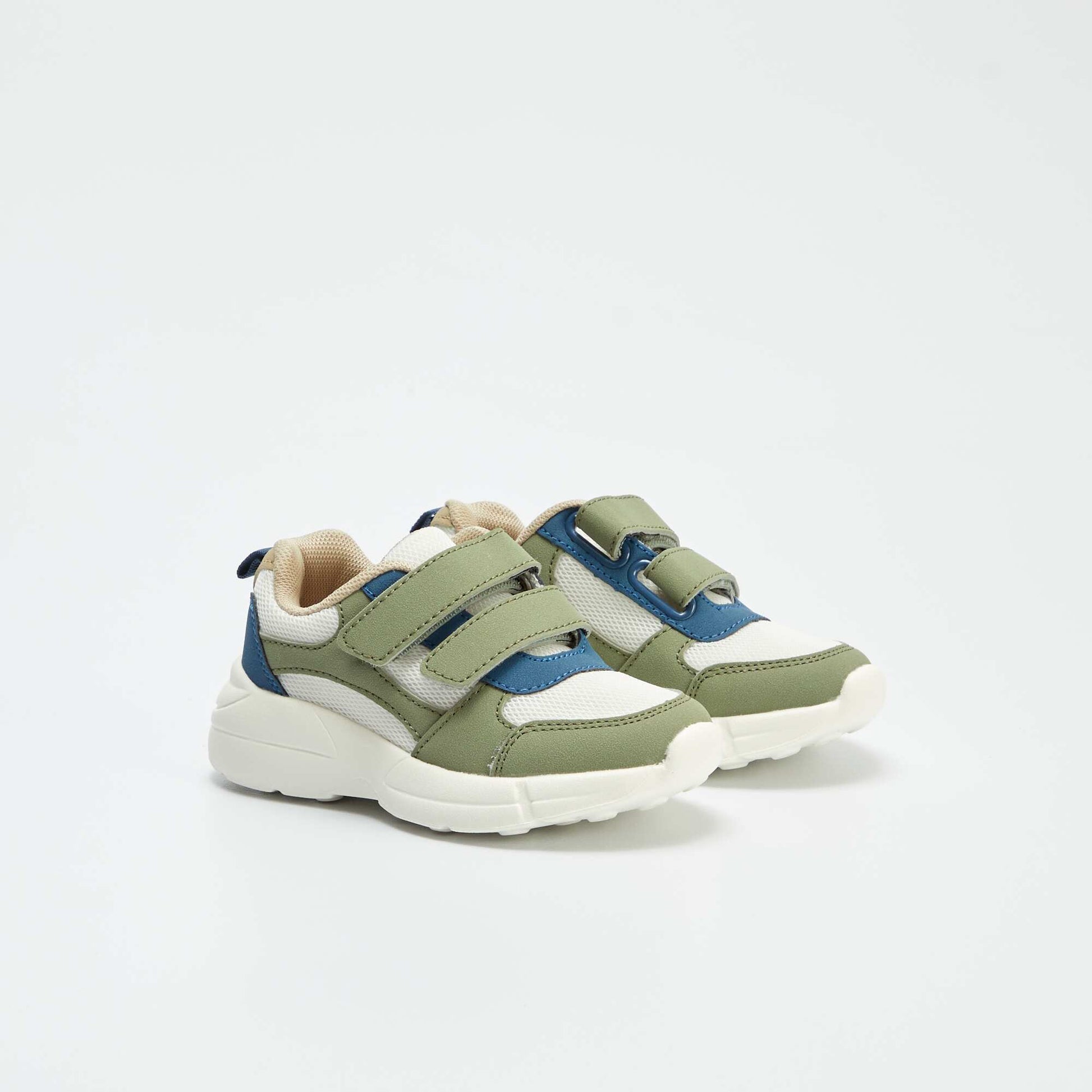 Baskets en simili et mesh KAKI