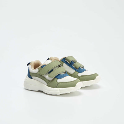 Baskets en simili et mesh KAKI