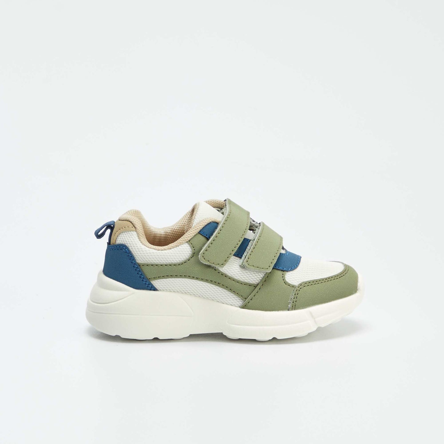 Baskets en simili et mesh KAKI