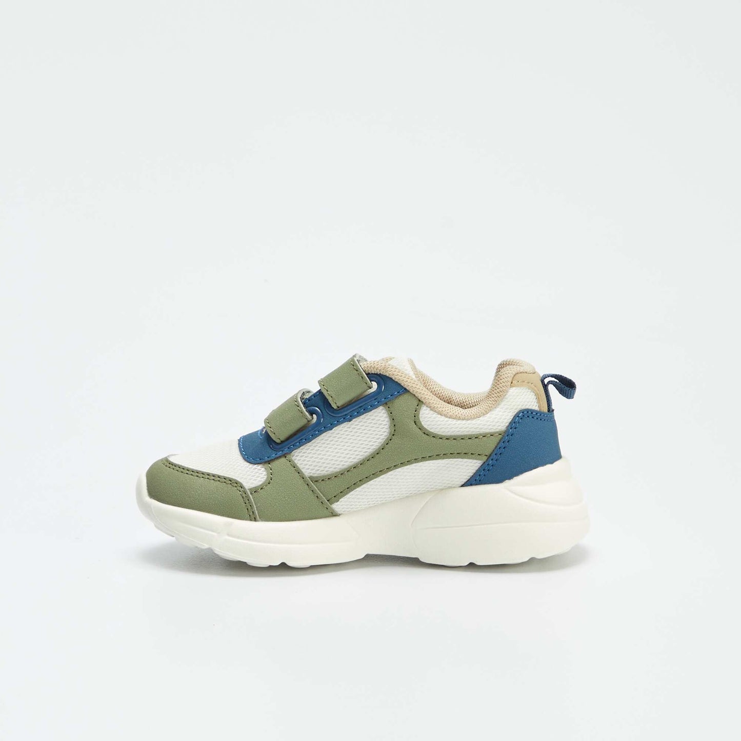 Baskets en simili et mesh KAKI