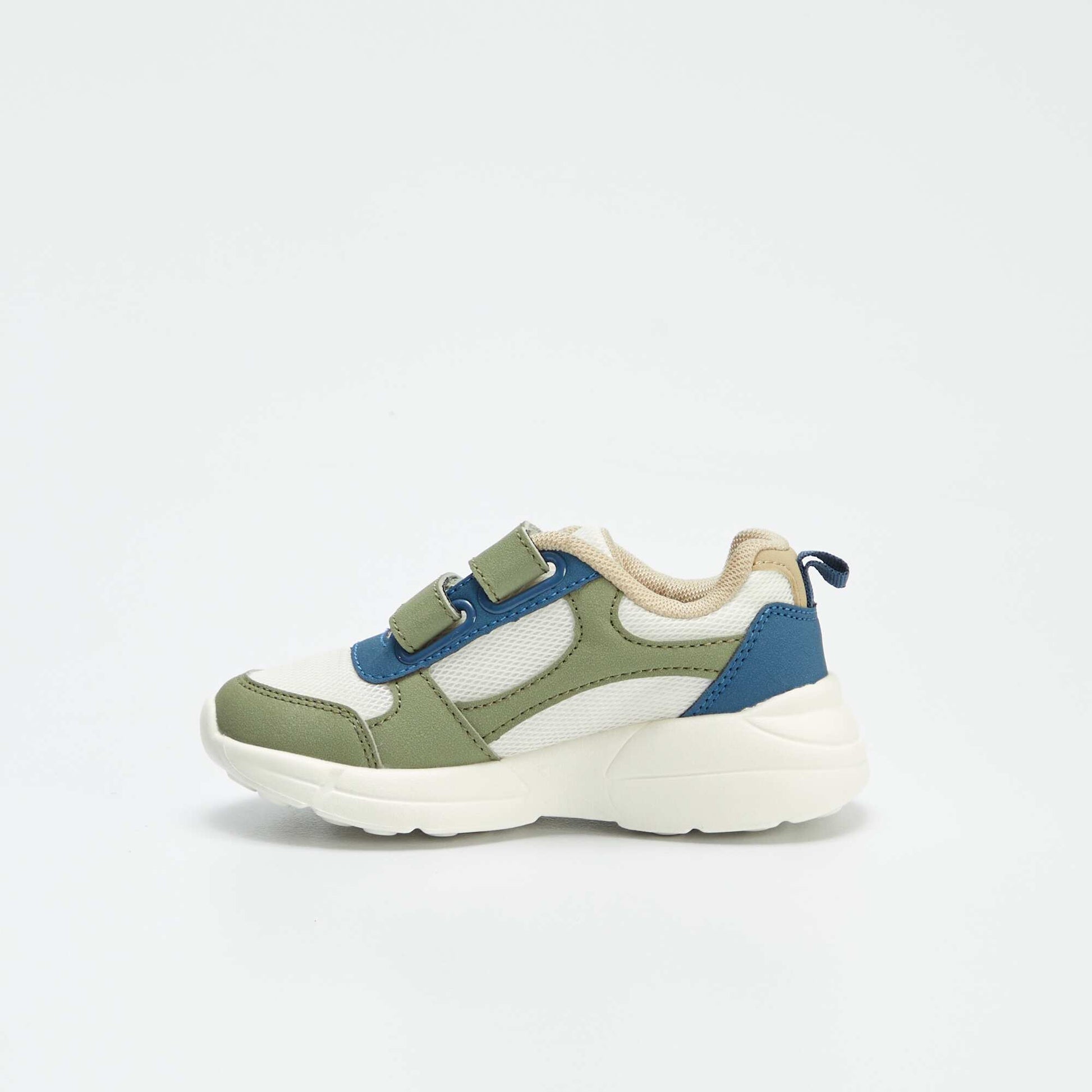 Baskets en simili et mesh KAKI