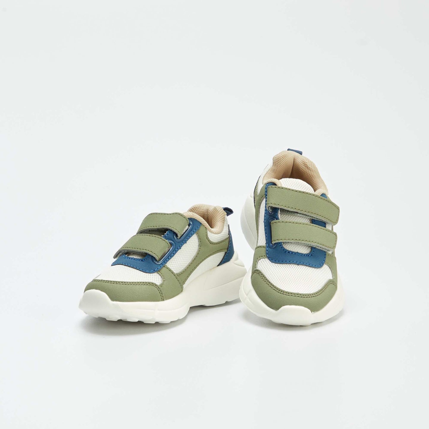 Baskets en simili et mesh KAKI