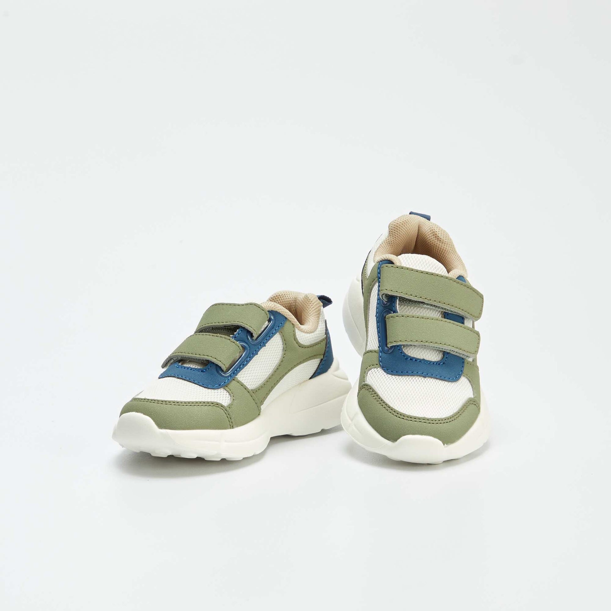Baskets en simili et mesh KAKI