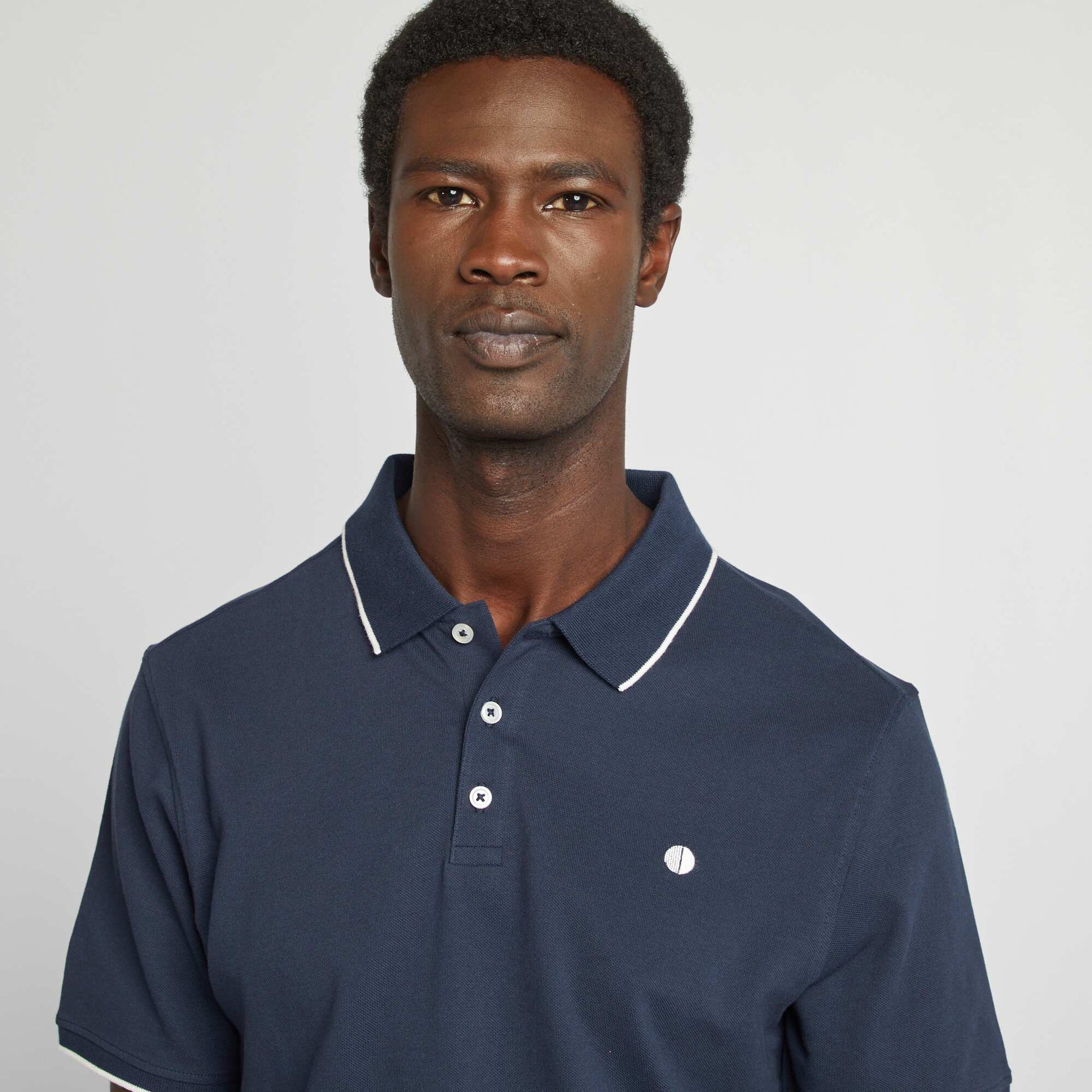Polo en piqué  de coton BLEU MARINE