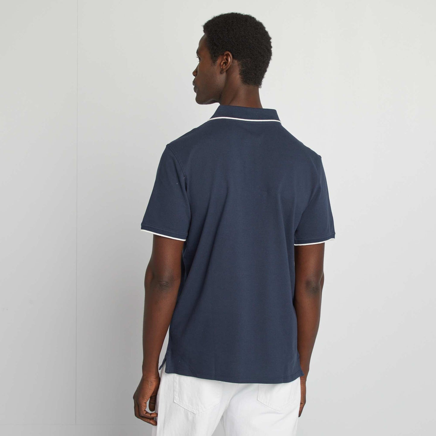 Polo en piqué  de coton BLEU MARINE