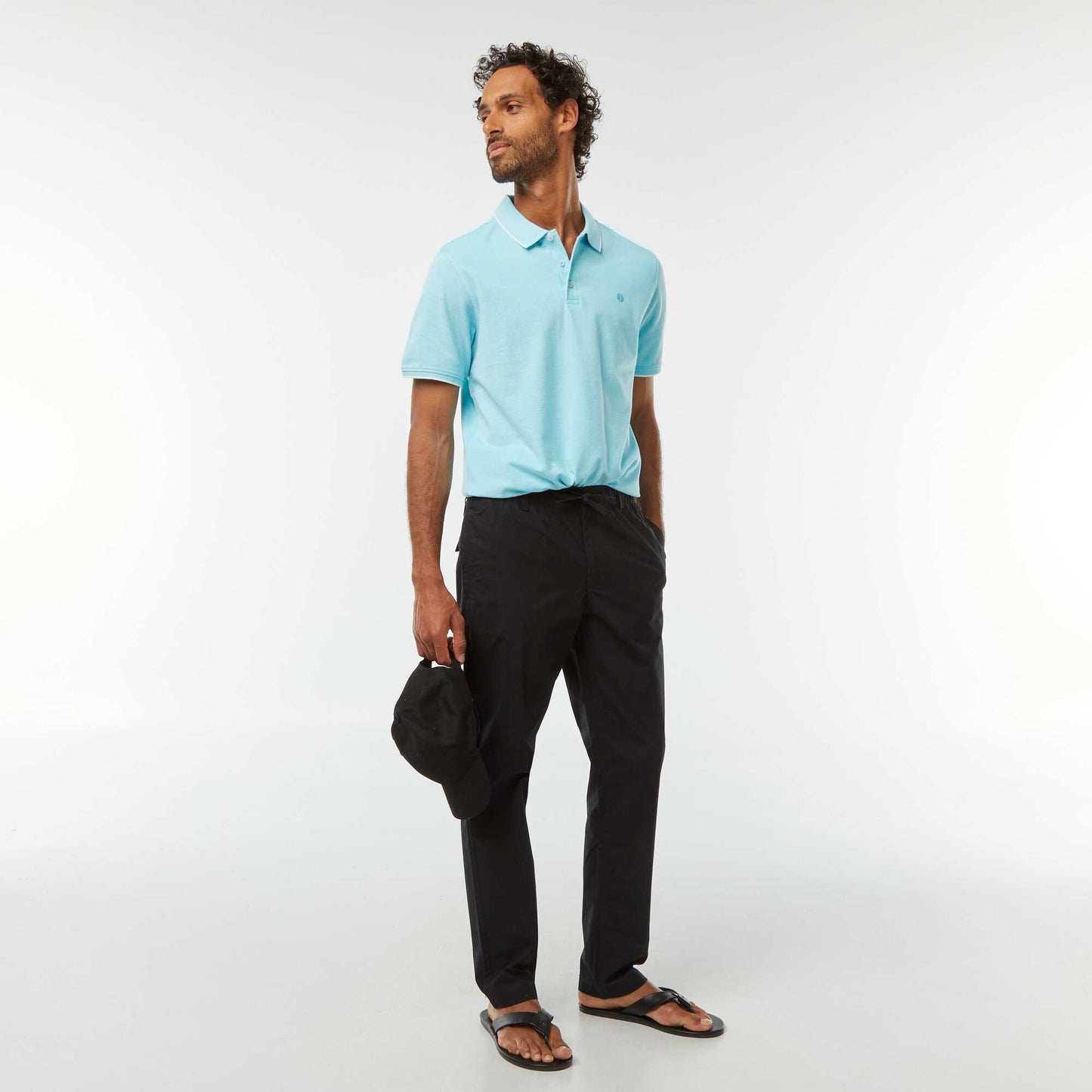 Polo en piqué  de coton BLEU