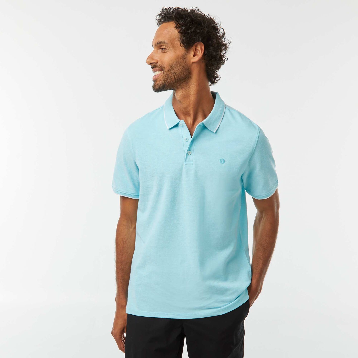 Polo en piqué  de coton BLEU