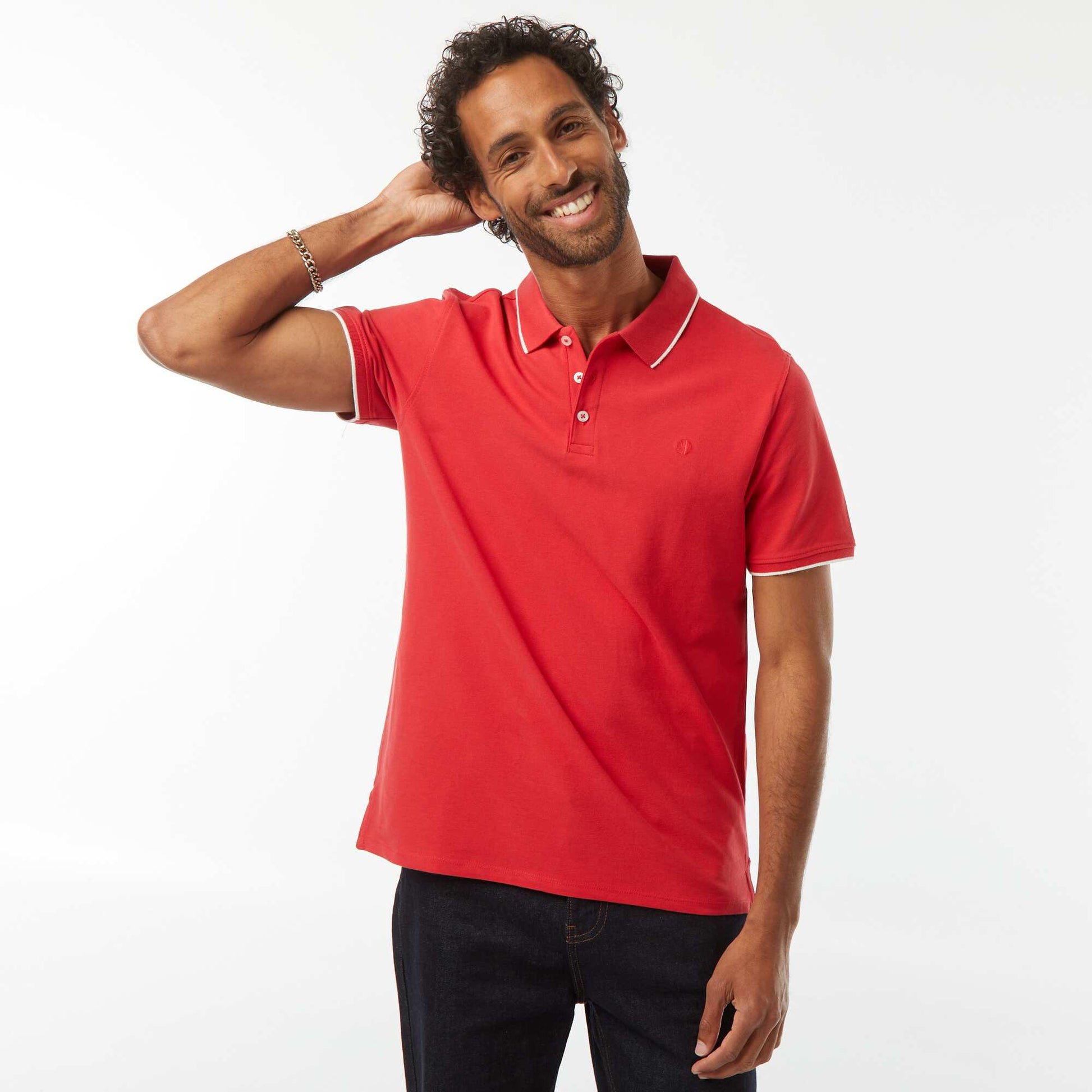 Polo en piqué  de coton ROUGE