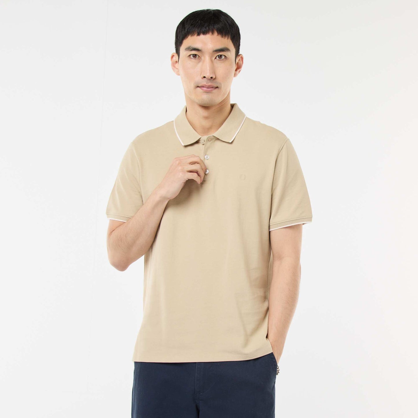 Polo en piqué  de coton BEIGE