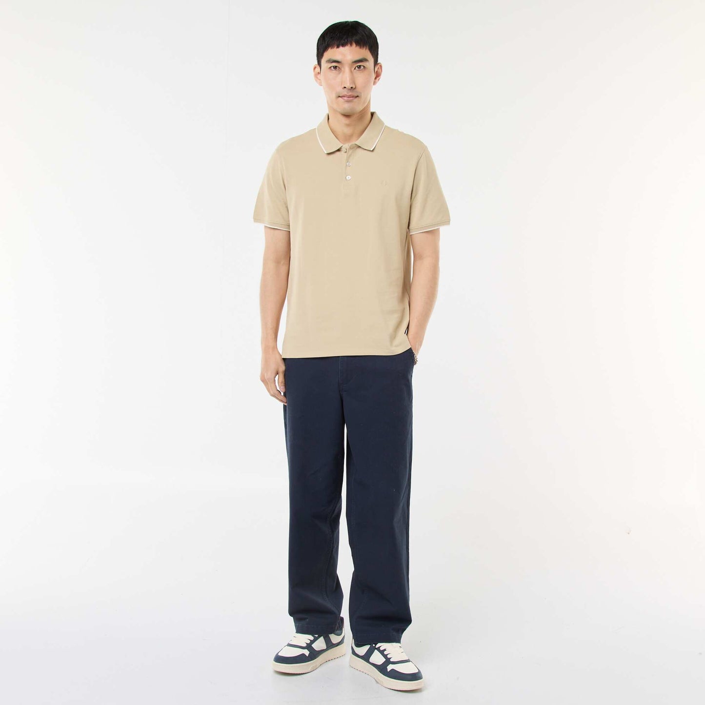 Polo en piqué  de coton BEIGE
