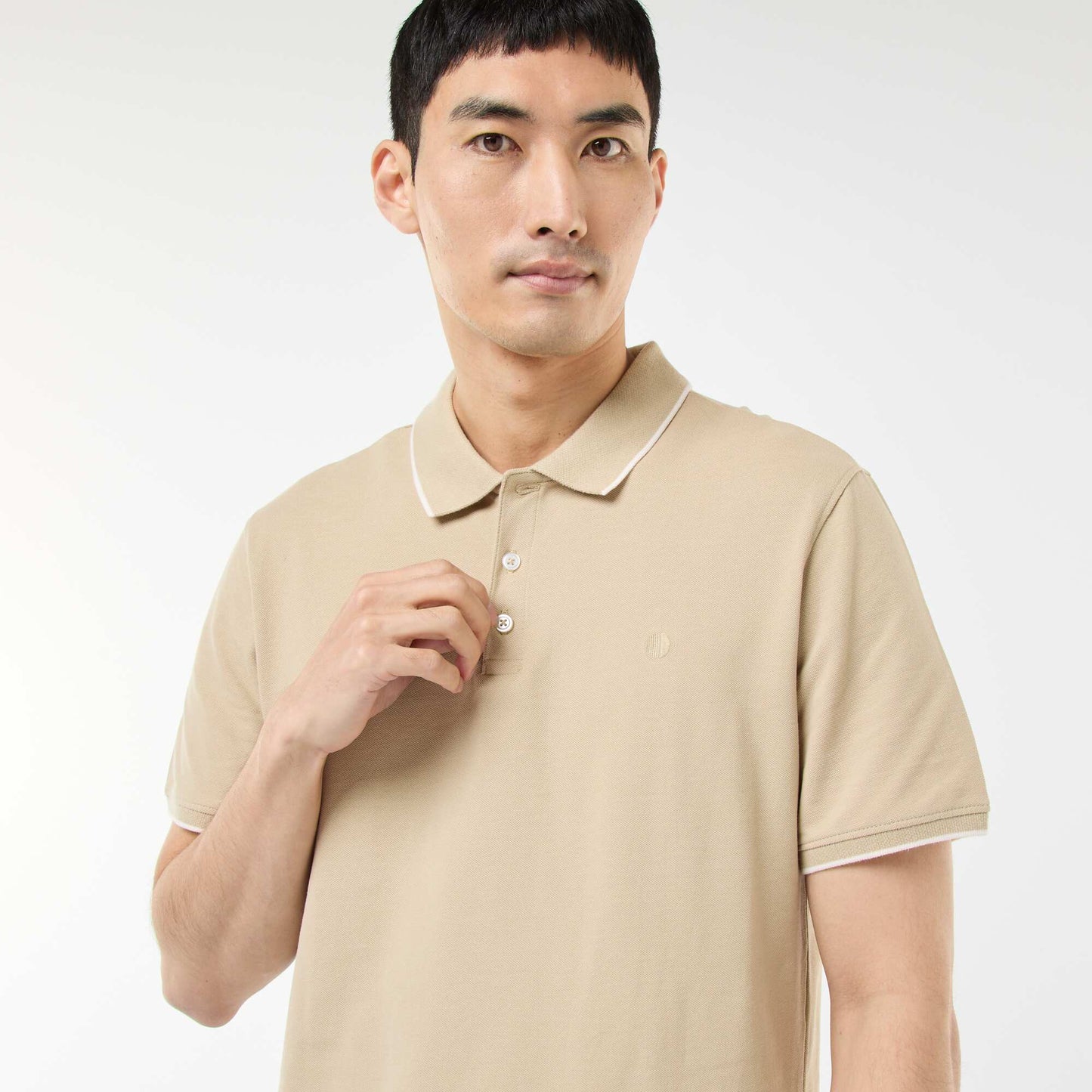 Polo en piqué  de coton BEIGE