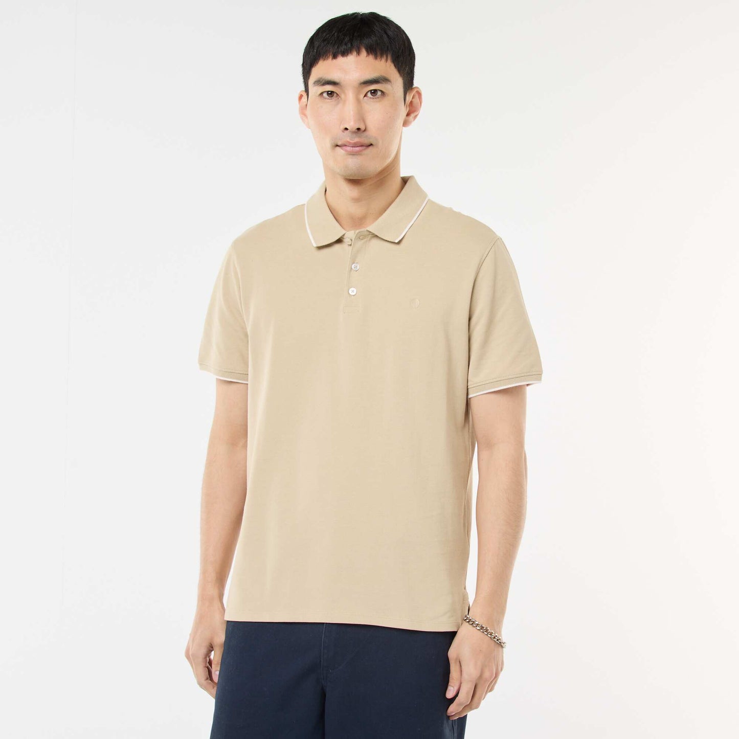 Polo en piqué  de coton BEIGE