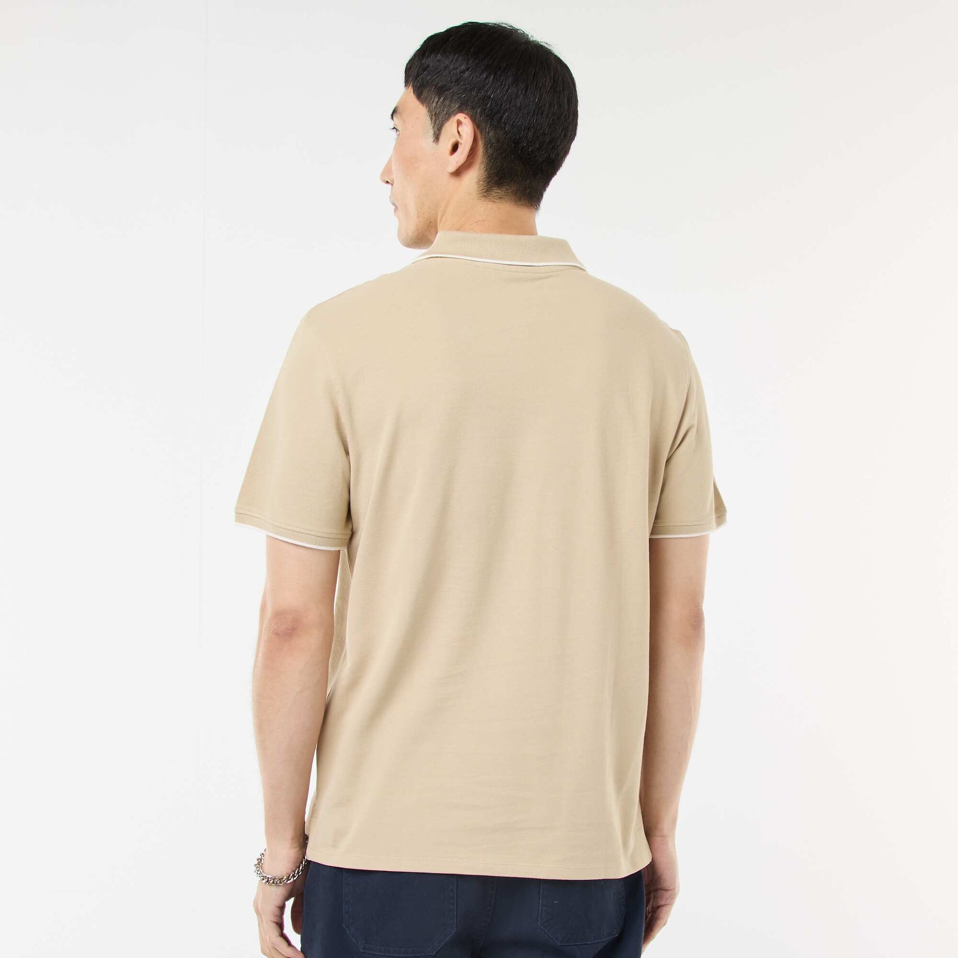 Polo en piqué  de coton BEIGE