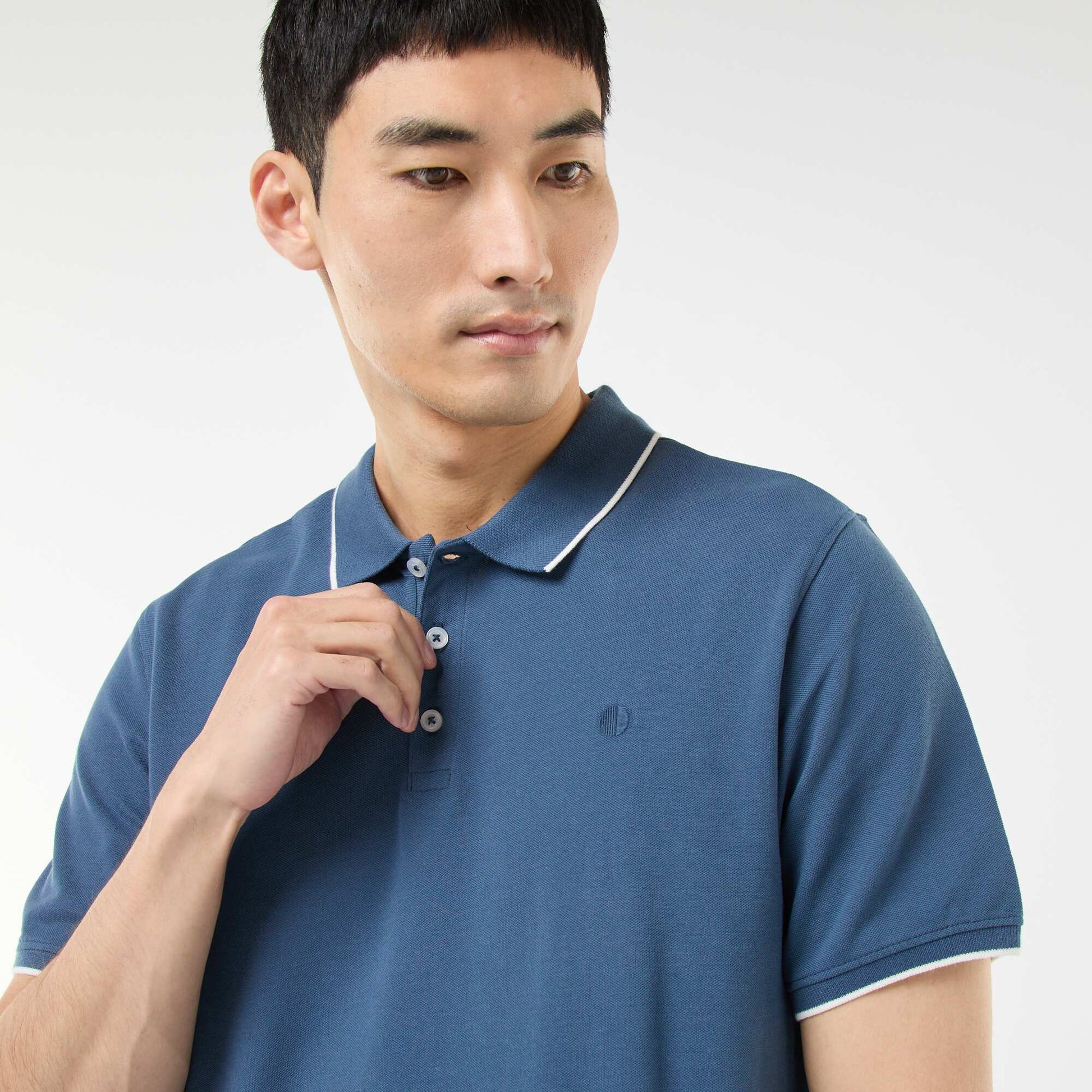 Polo en piqué  de coton BLEU
