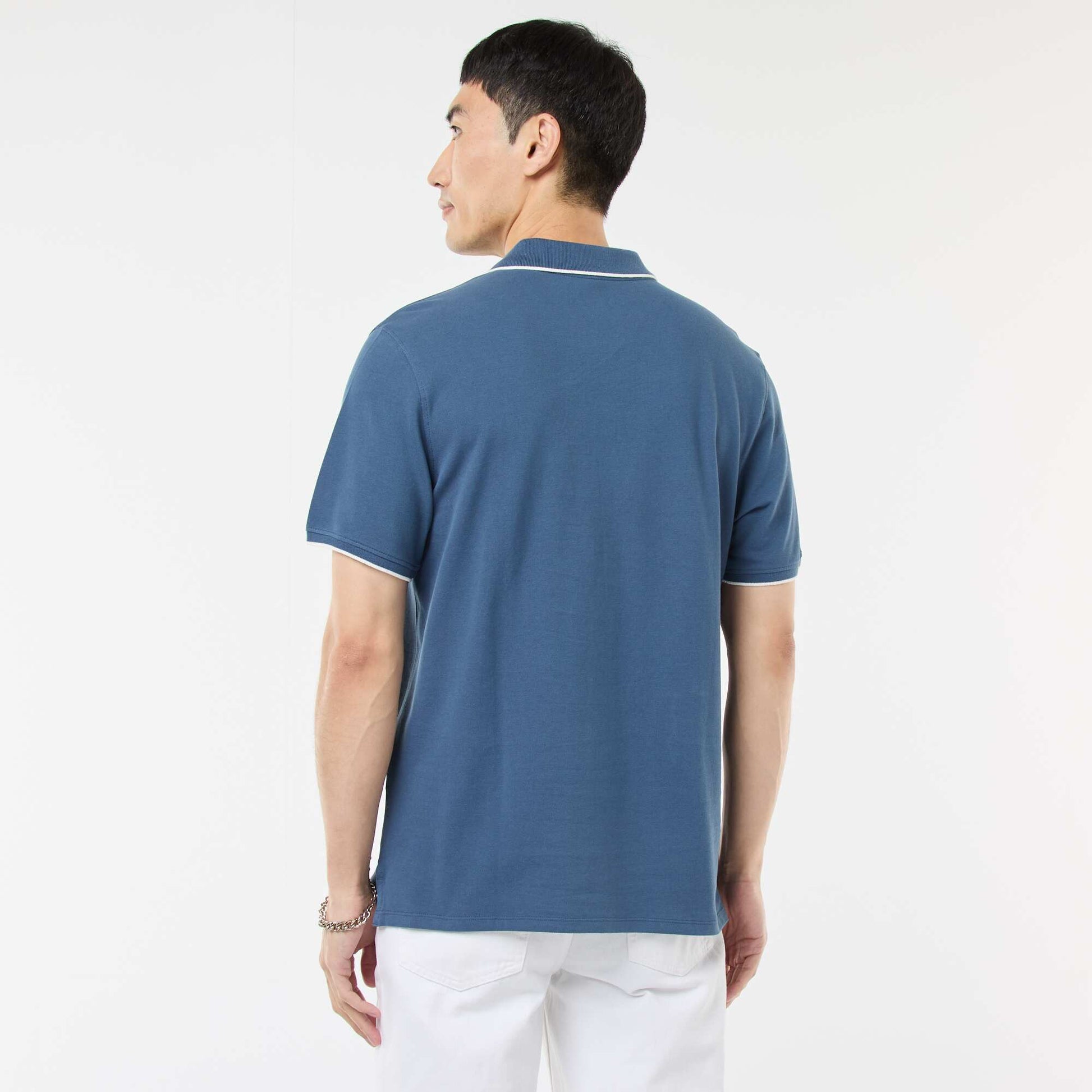 Polo en piqué  de coton BLEU