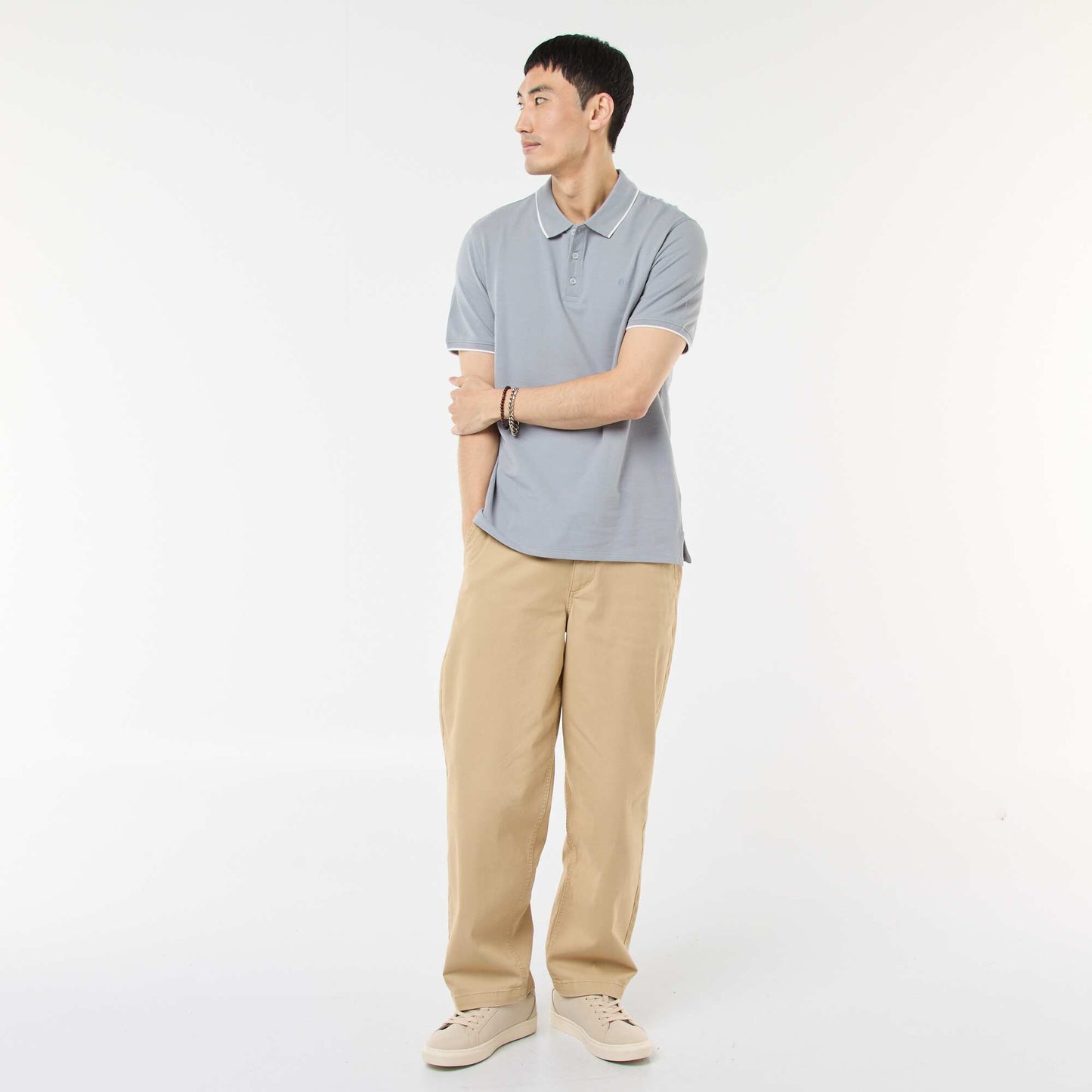 Polo en piqué  de coton BLEU
