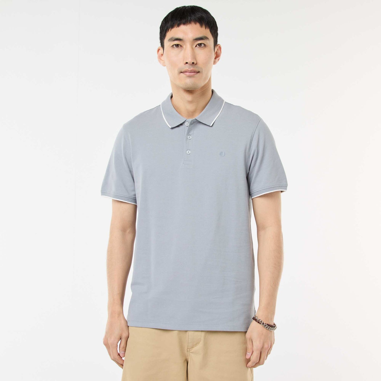 Polo en piqué  de coton BLEU