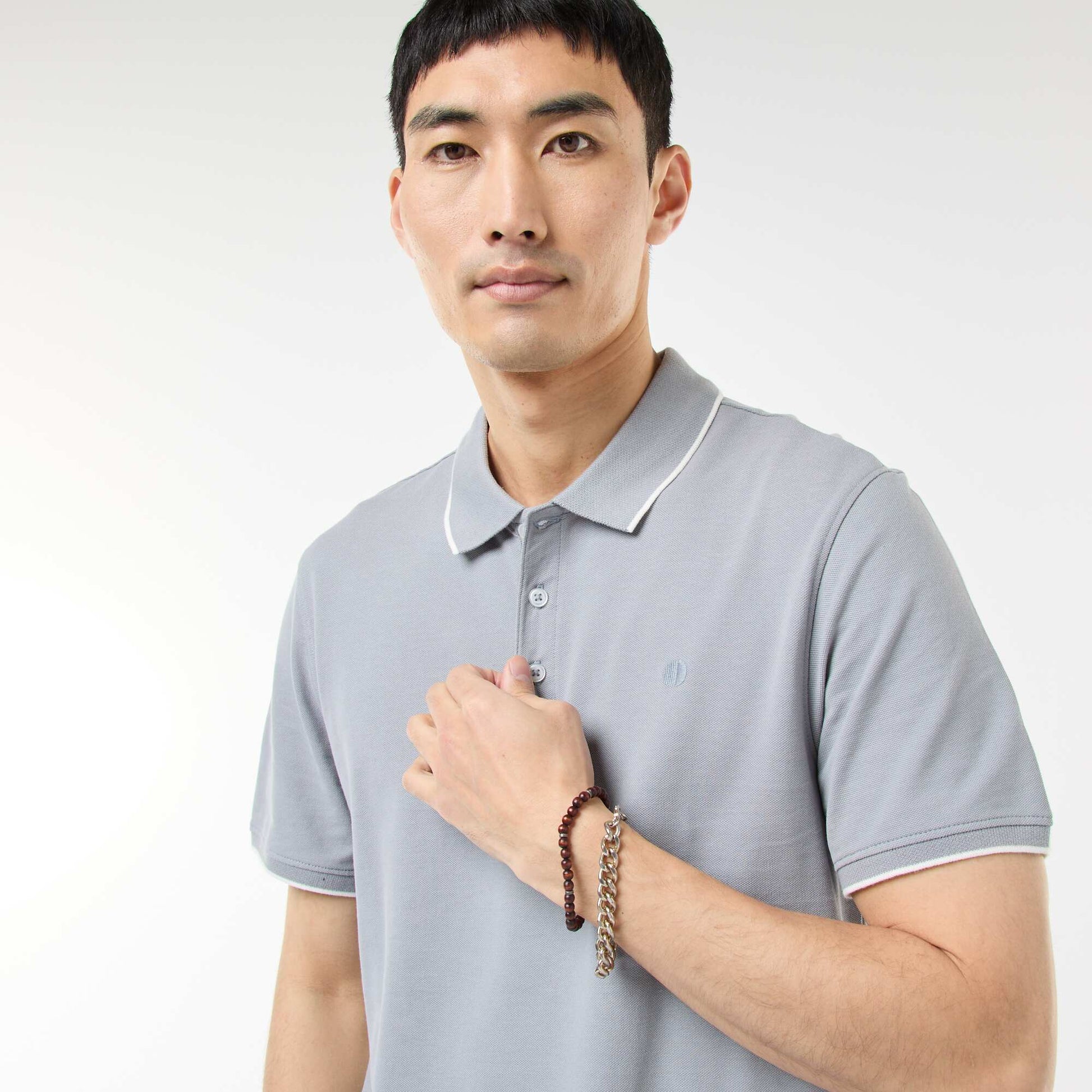 Polo en piqué  de coton BLEU