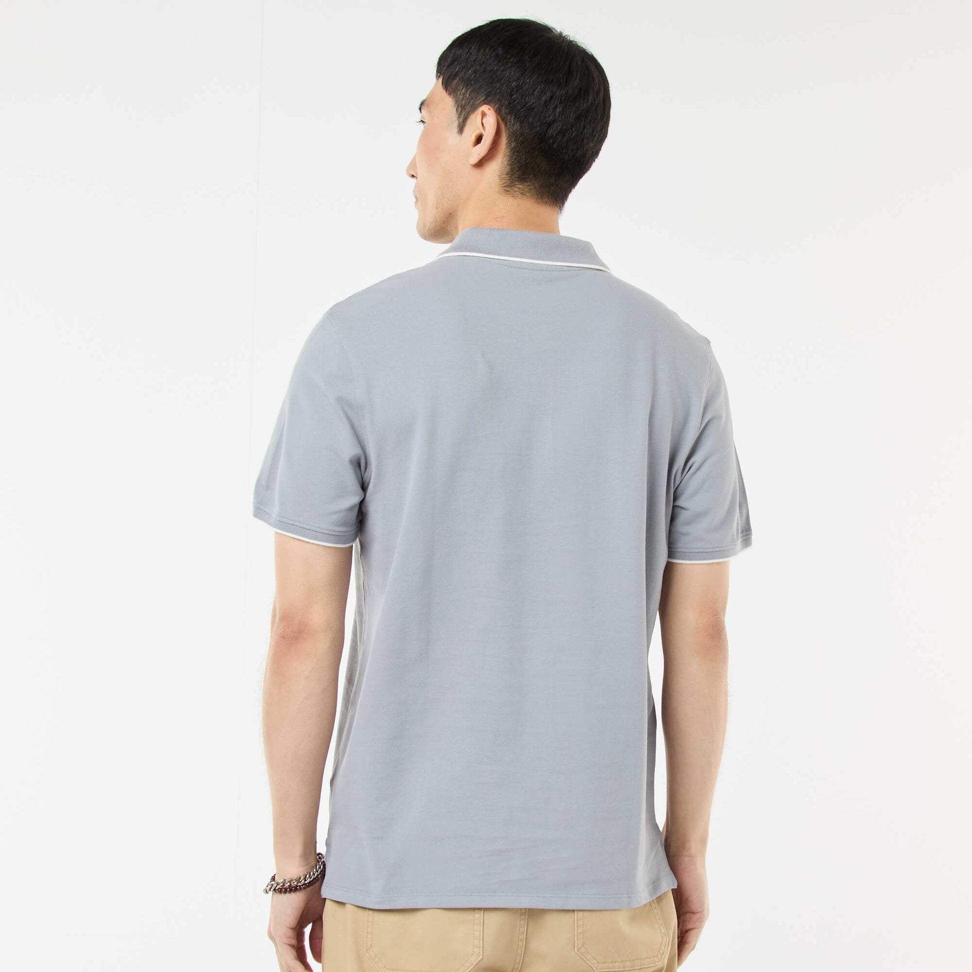 Polo en piqué  de coton BLEU