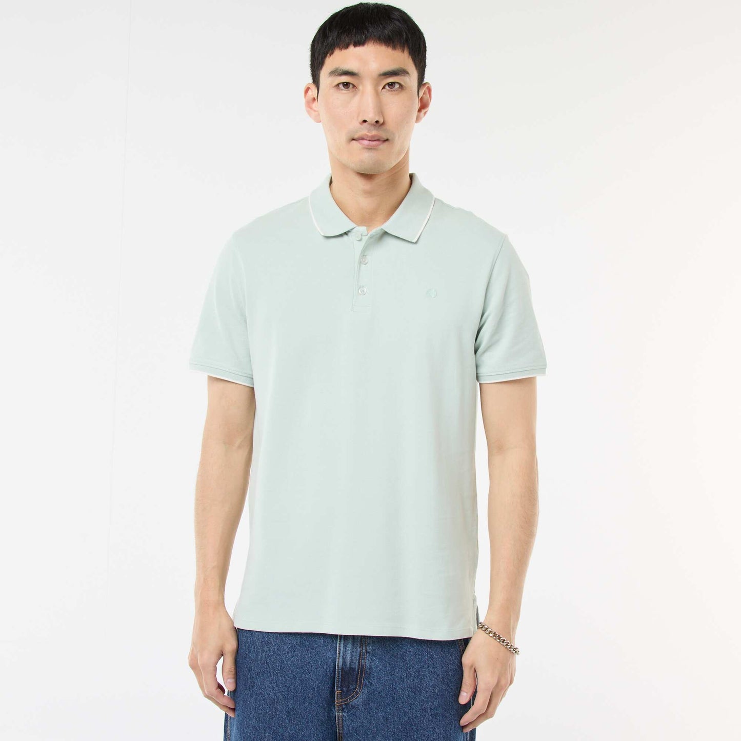 Polo en piqué  de coton BLEU