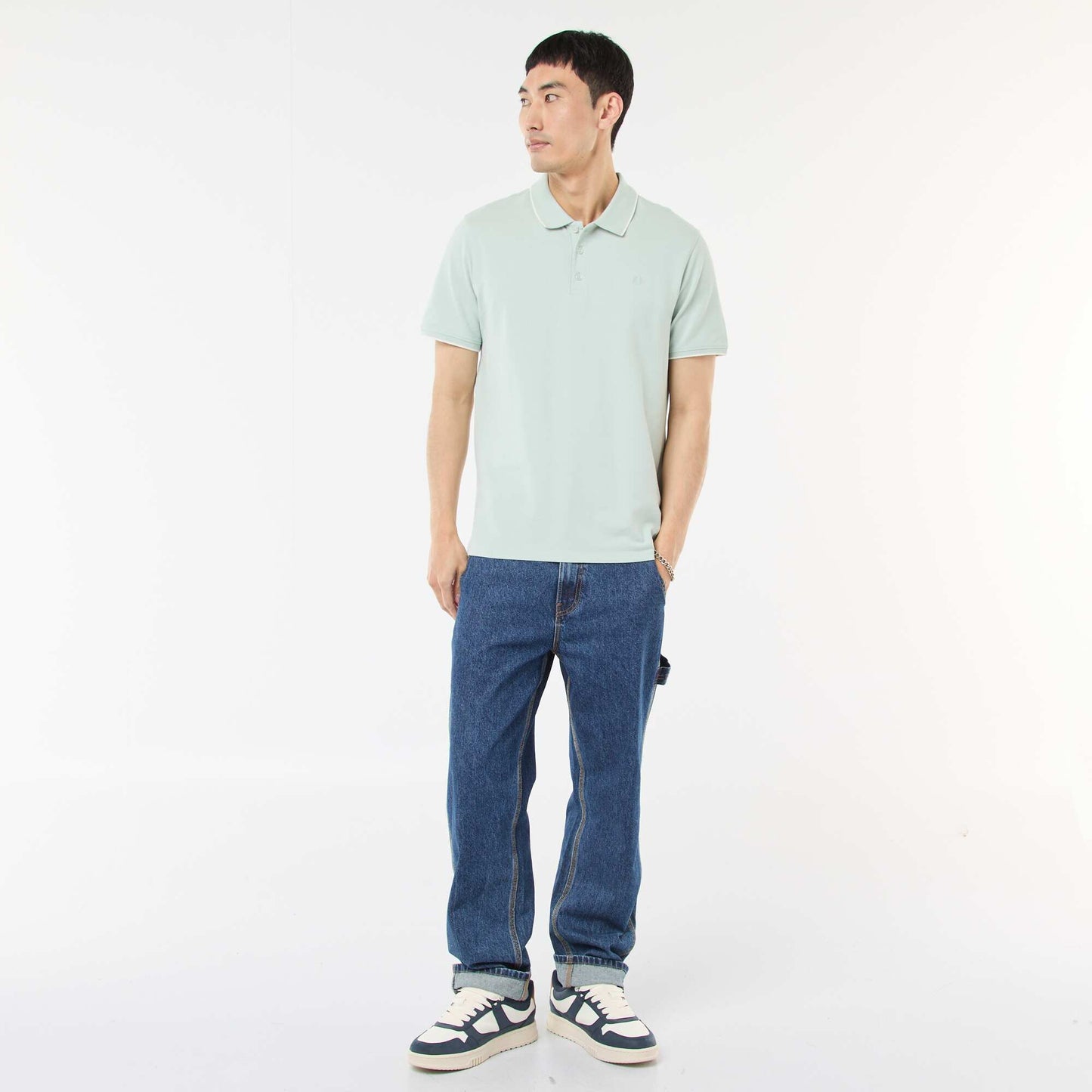 Polo en piqué  de coton BLEU