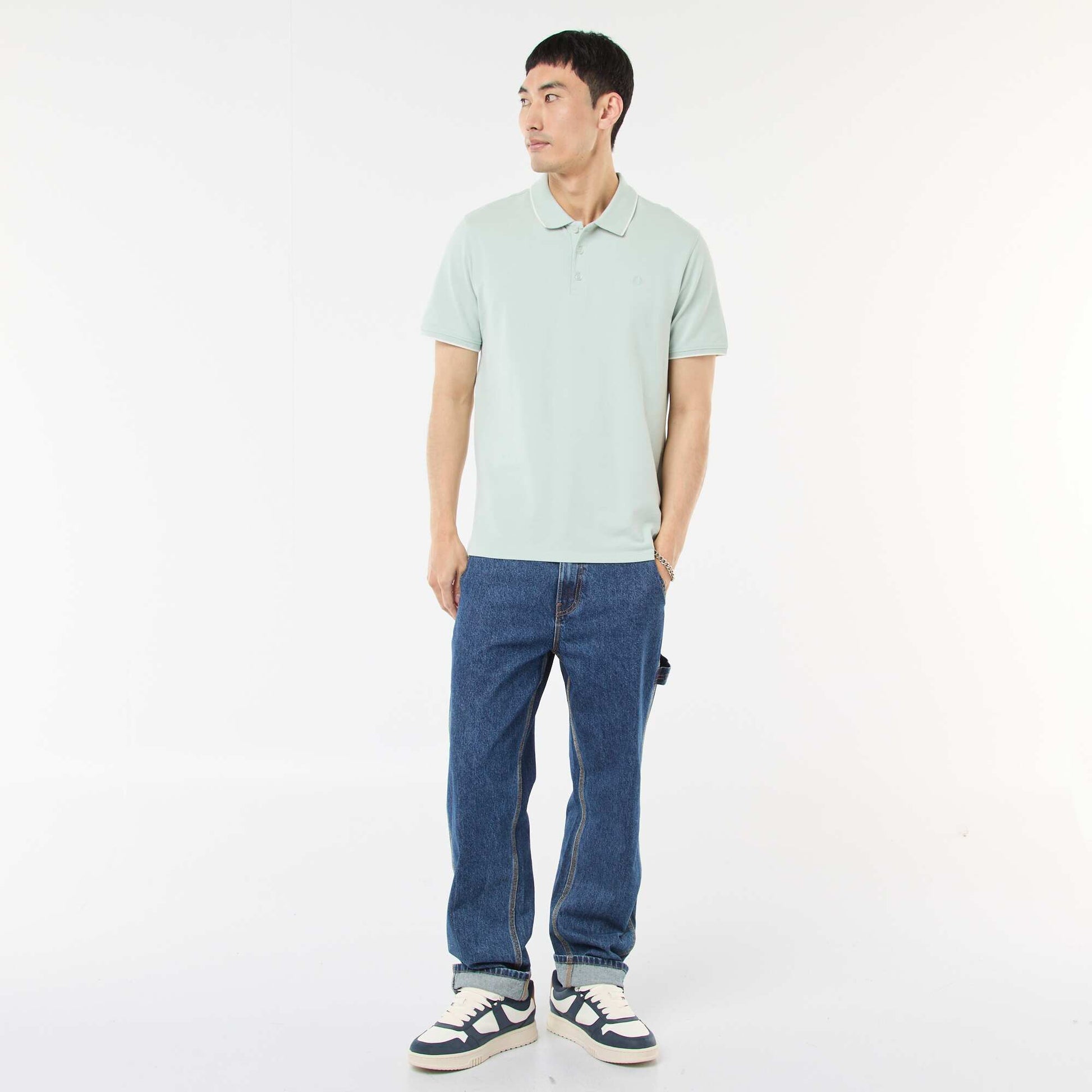 Polo en piqué  de coton BLEU