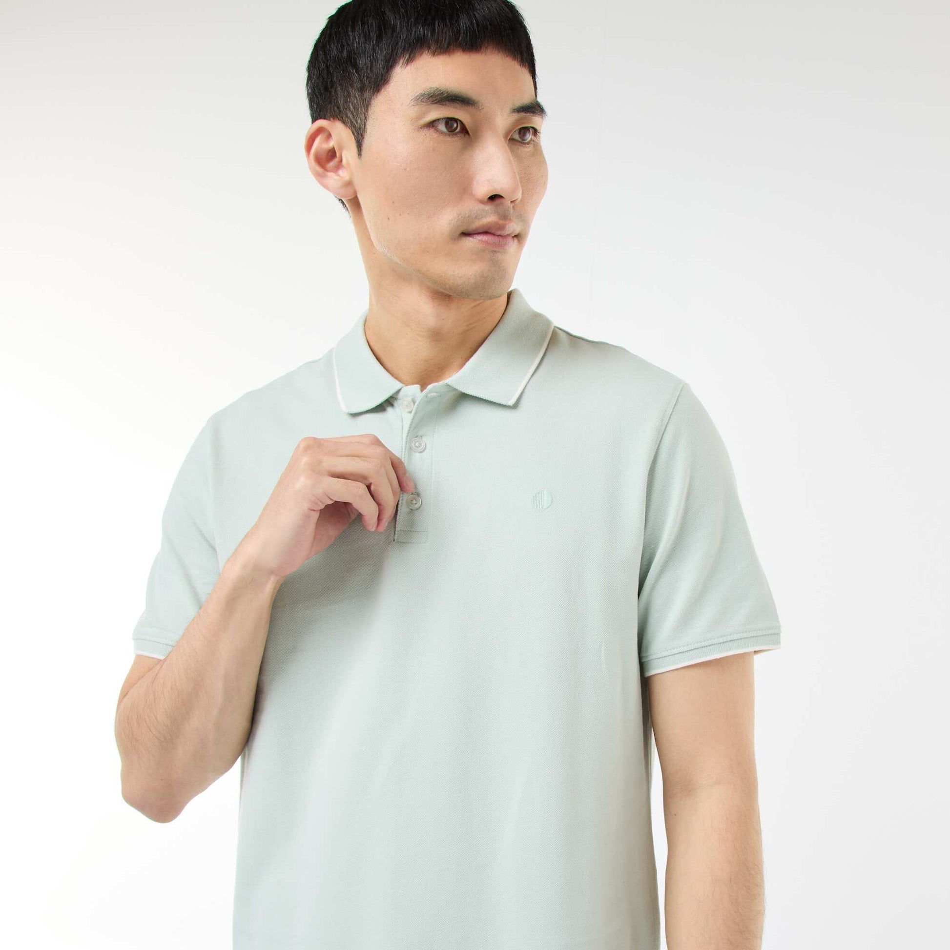 Polo en piqué  de coton BLEU