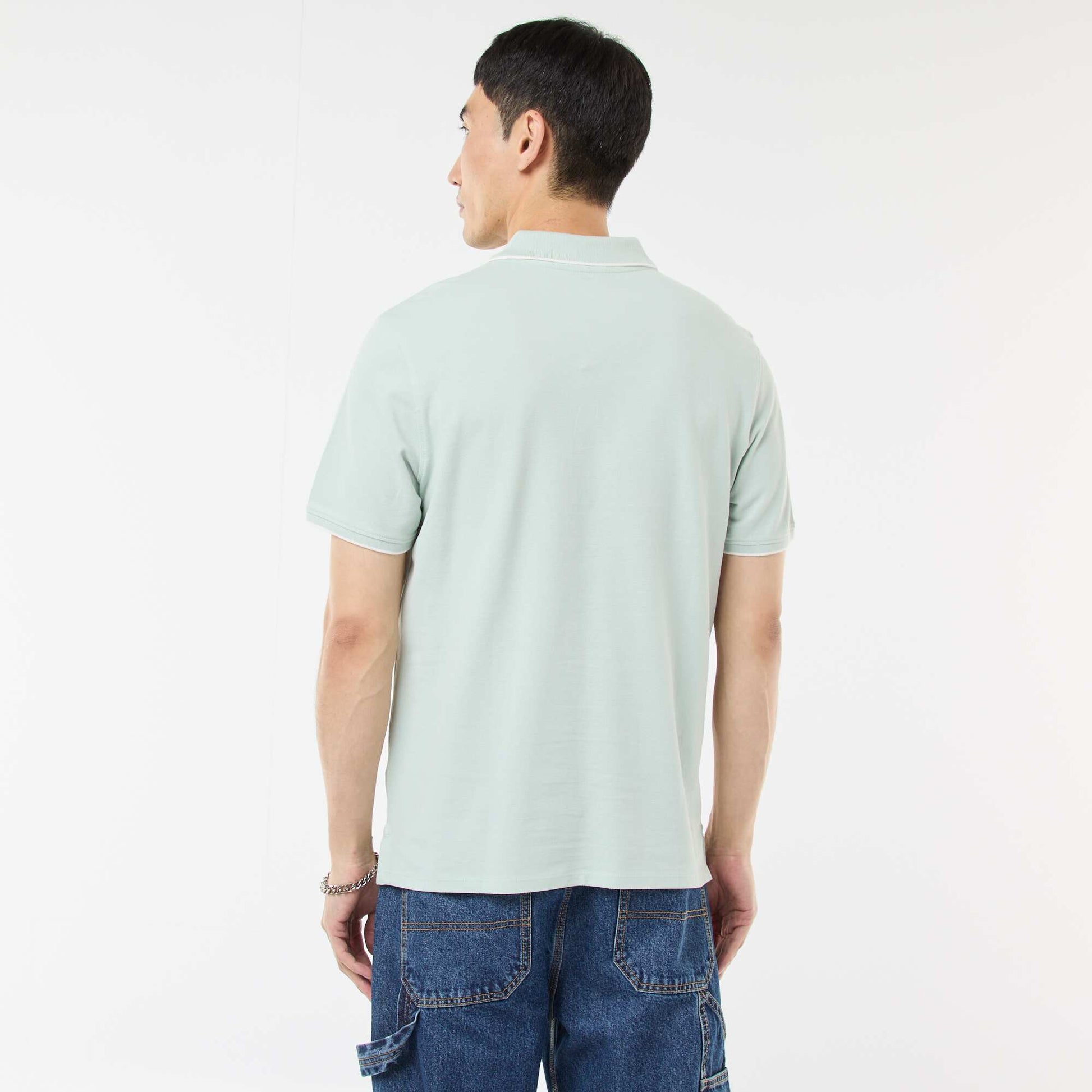 Polo en piqué  de coton BLEU