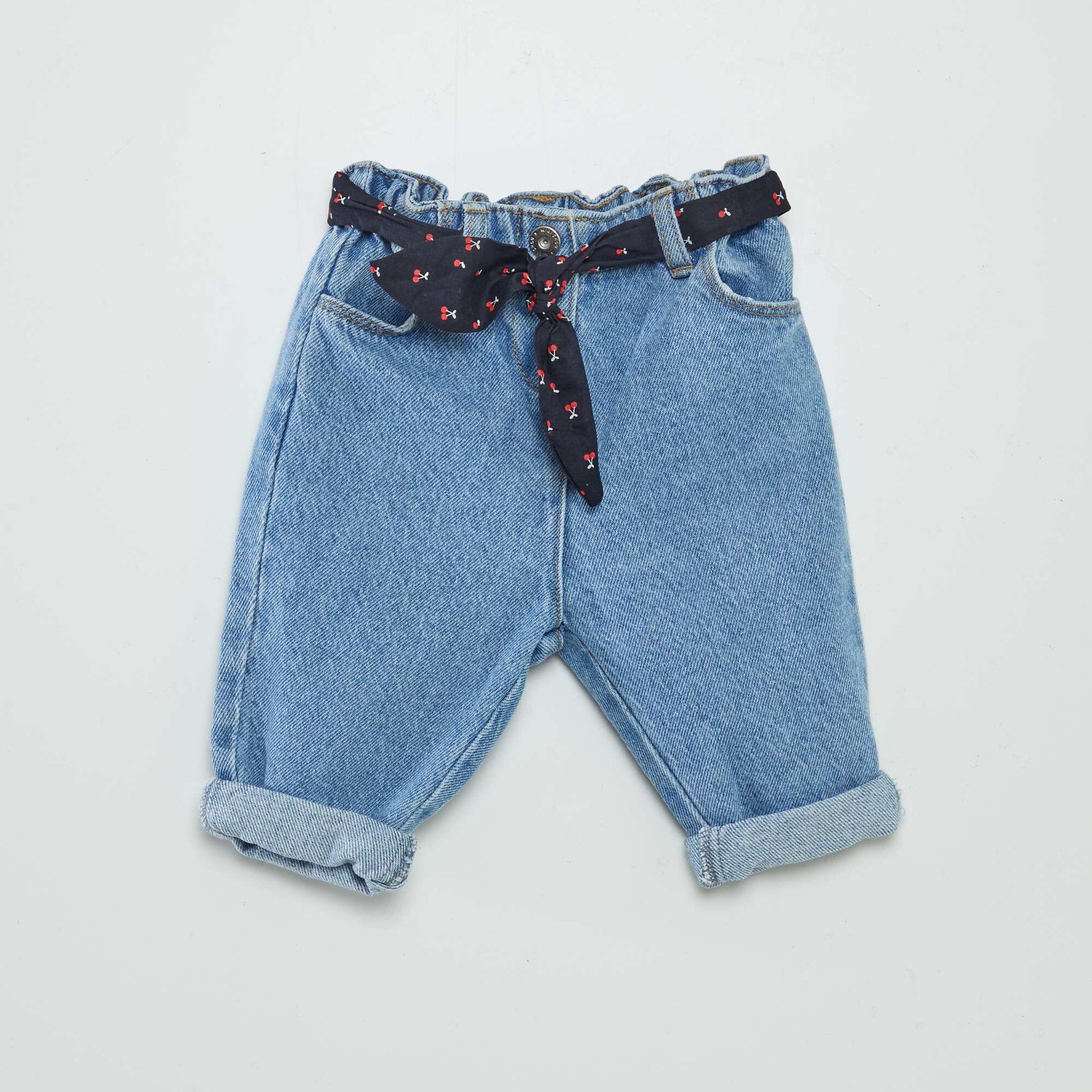 Jean paperbag + ceinture à motif BLEU