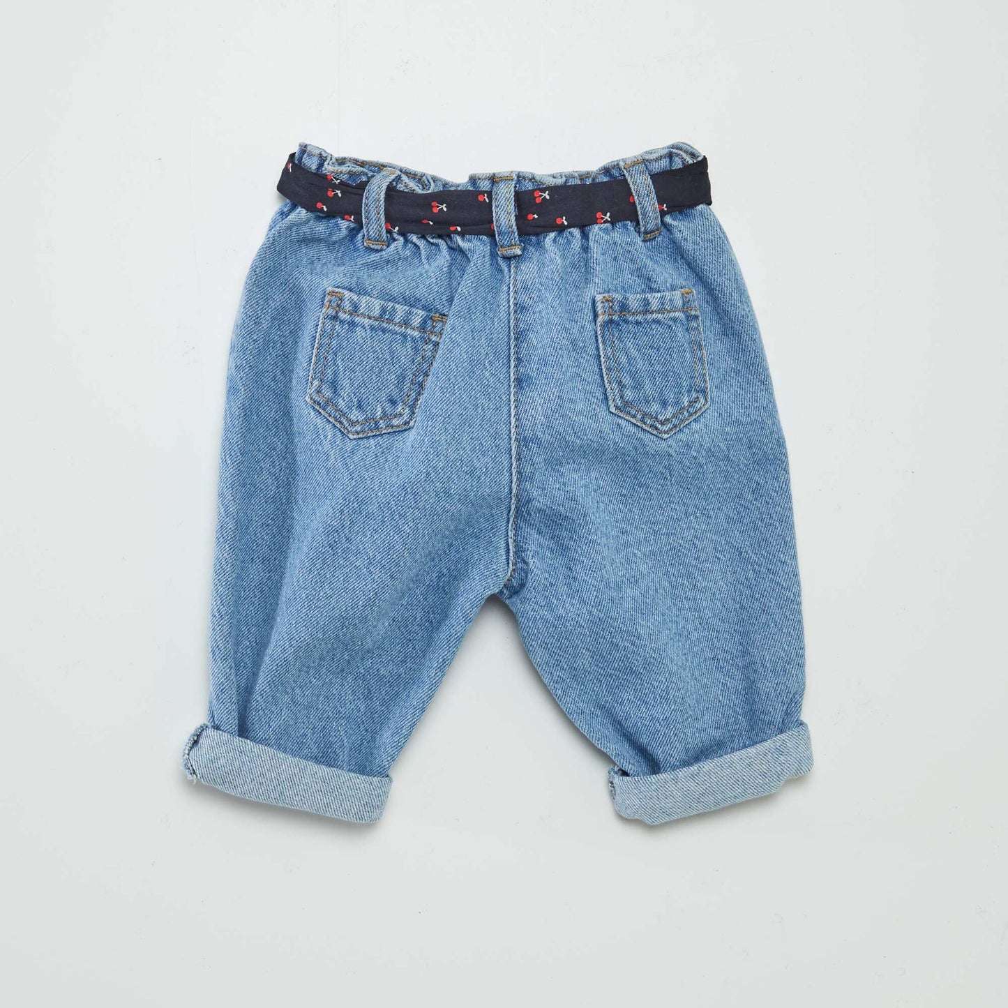 Jean paperbag + ceinture à motif BLEU