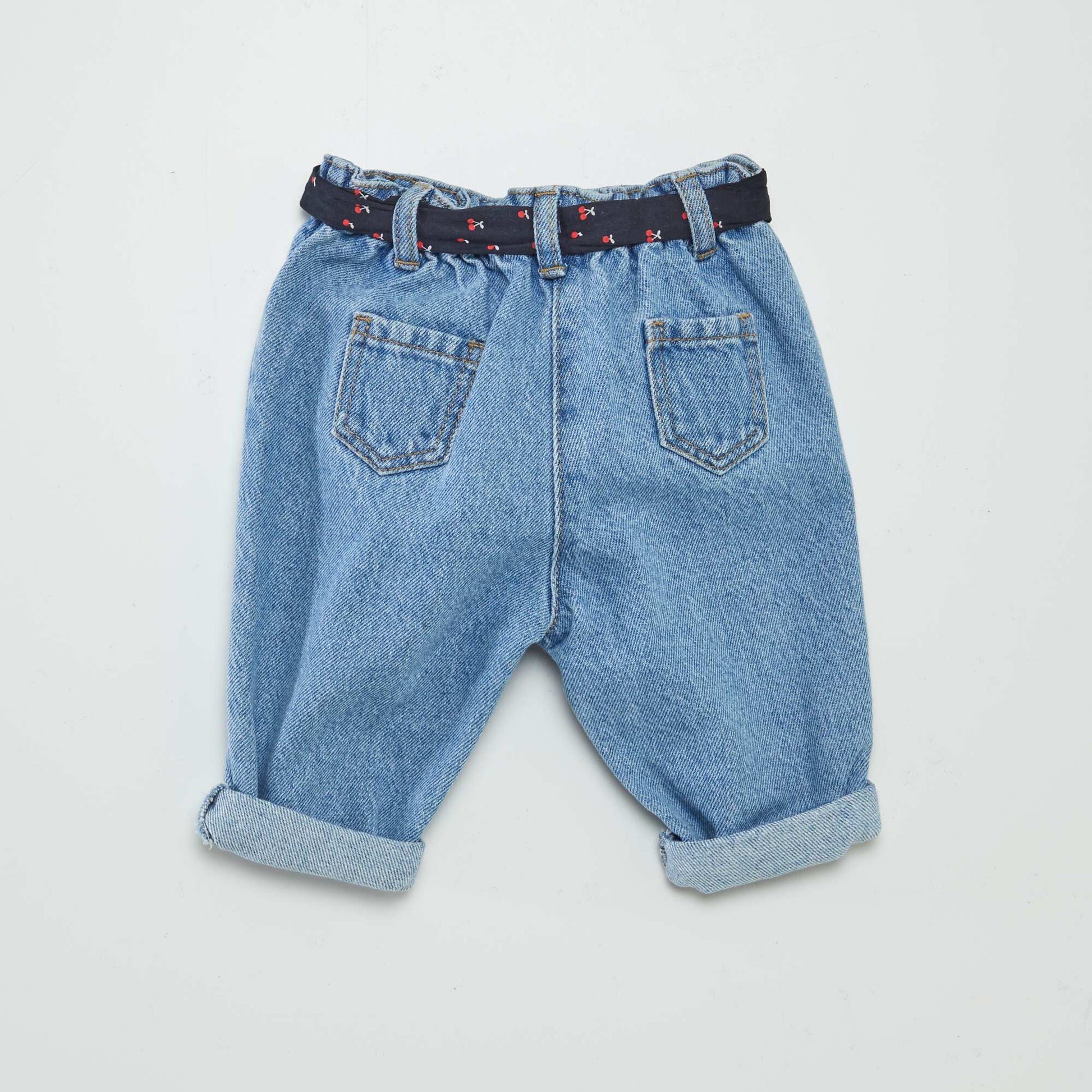 Jean paperbag + ceinture à motif BLEU