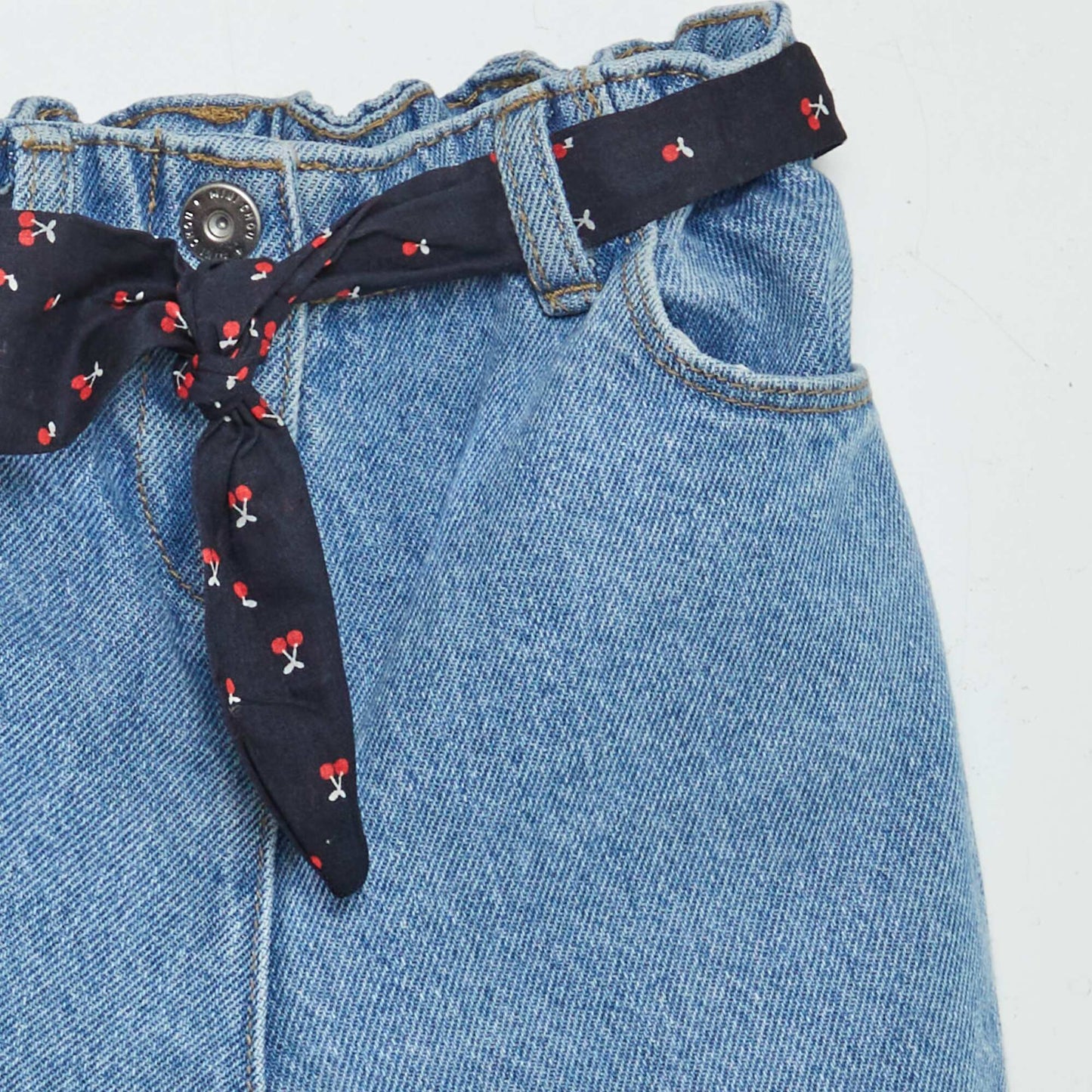 Jean paperbag + ceinture à motif BLEU