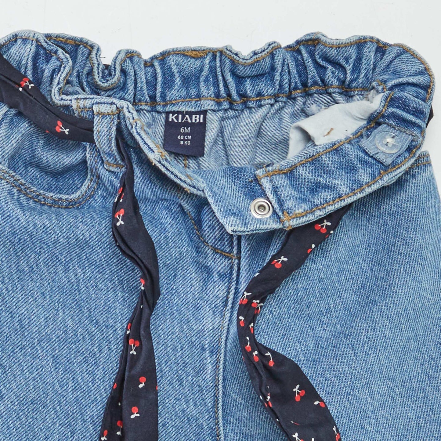 Jean paperbag + ceinture à motif BLEU