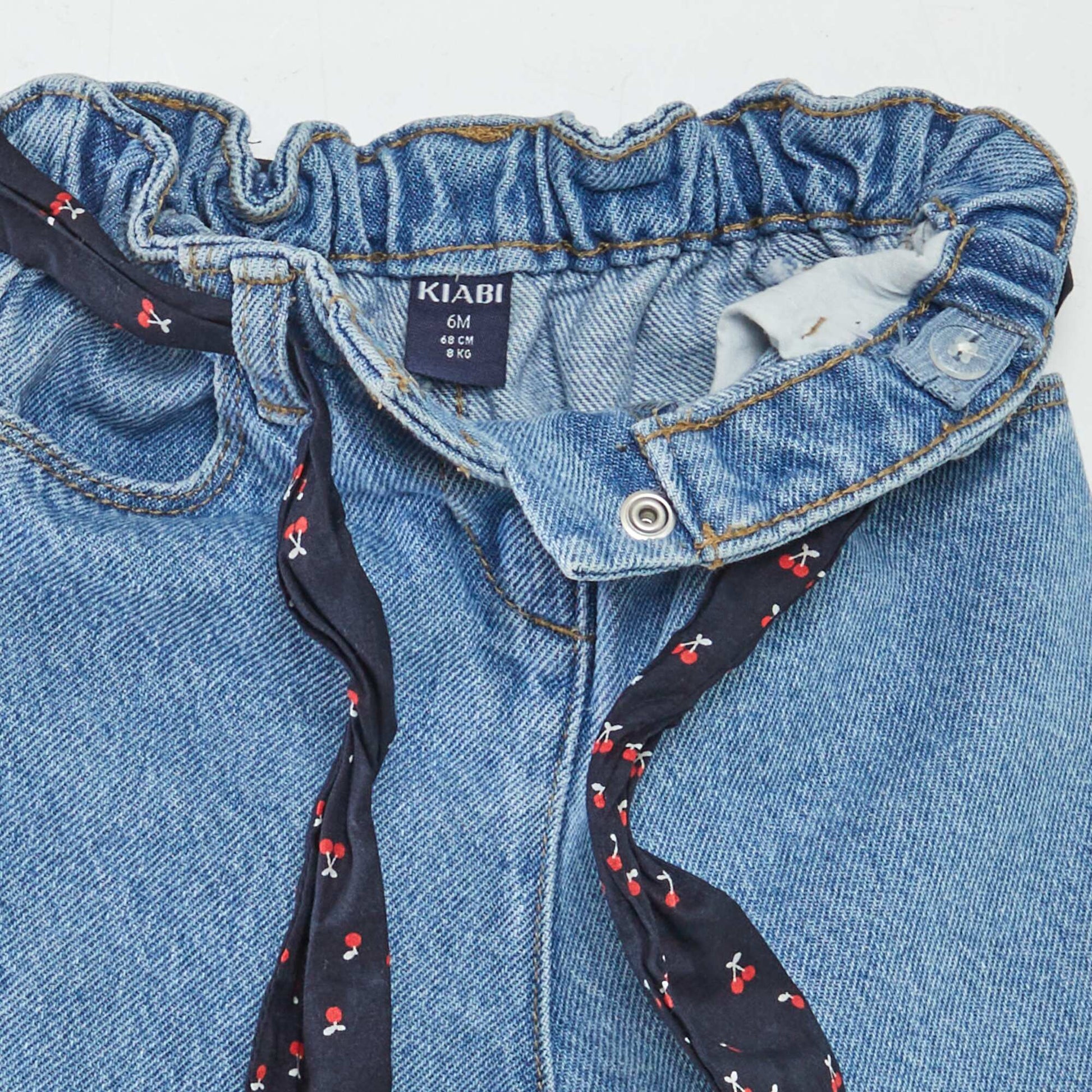 Jean paperbag + ceinture à motif BLEU