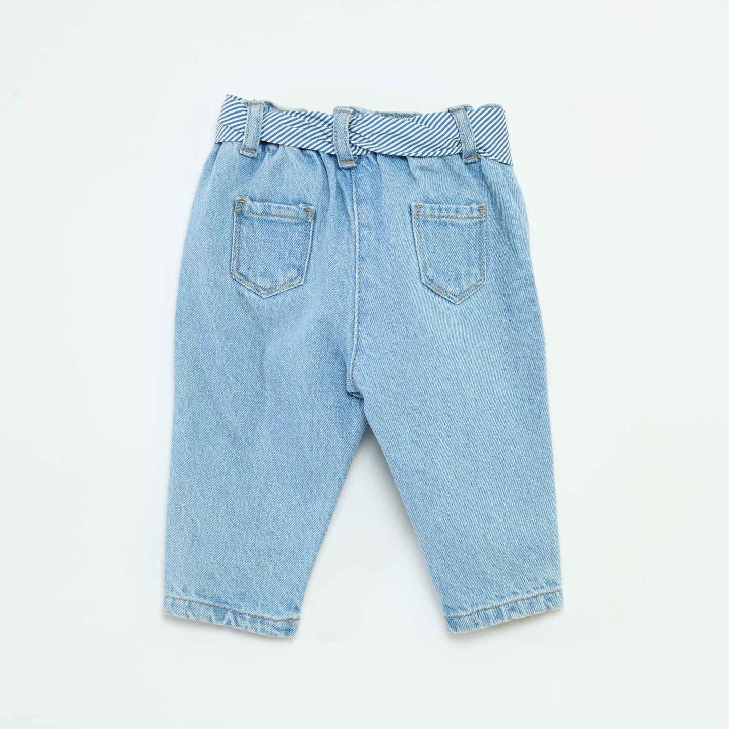 Jean paperbag + ceinture à motif BLEU